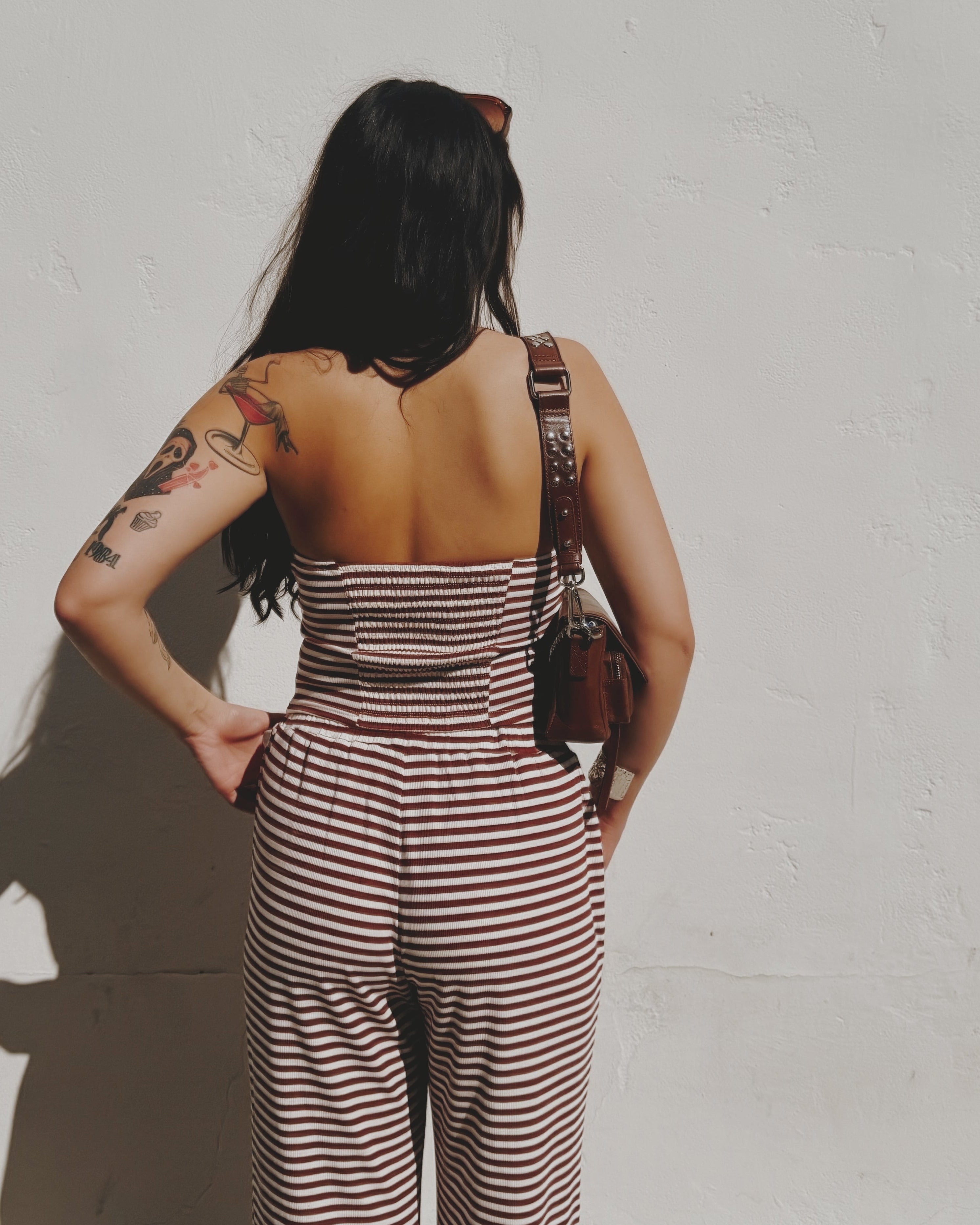 Stripe Bandeau Set - Coffee