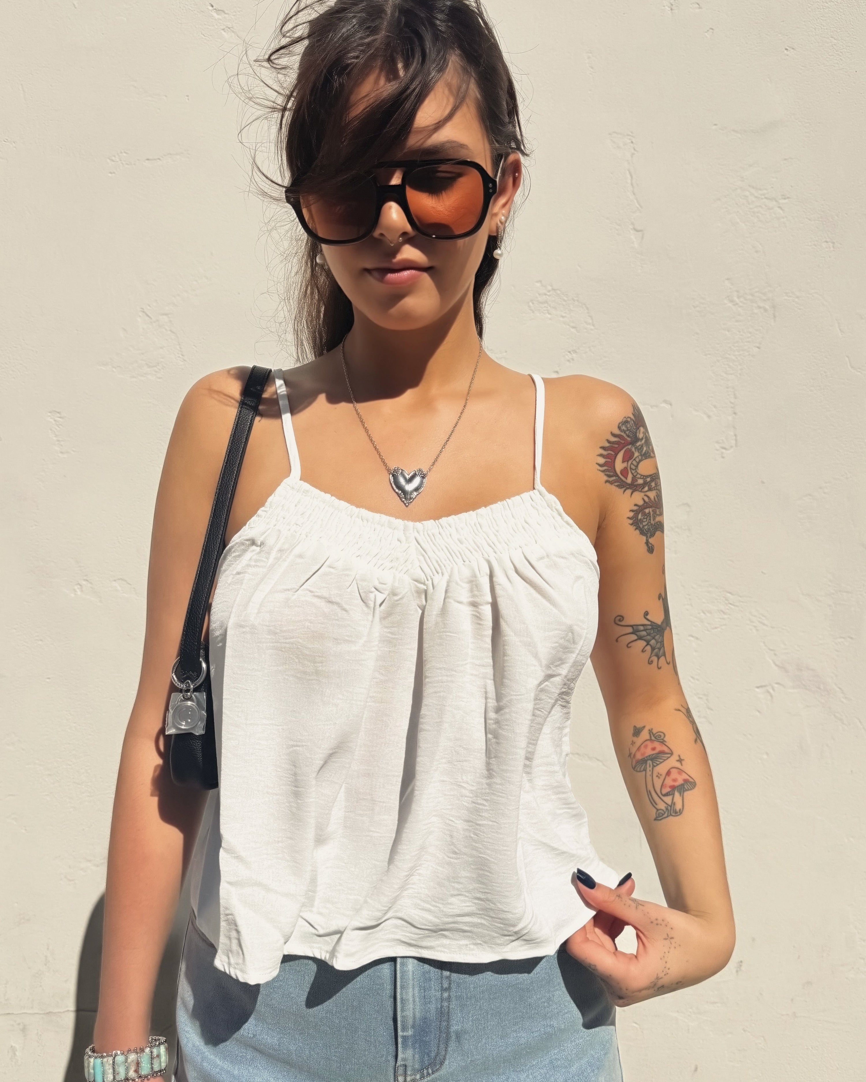 Flowy Cami Tank - White