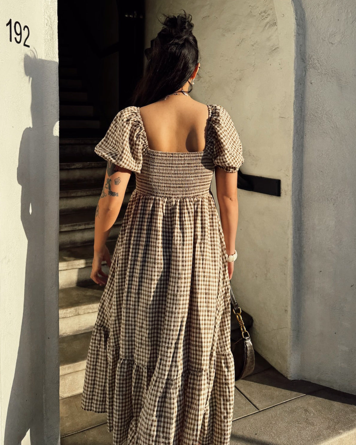 Gingham Puff Sleeve Maxi Dress