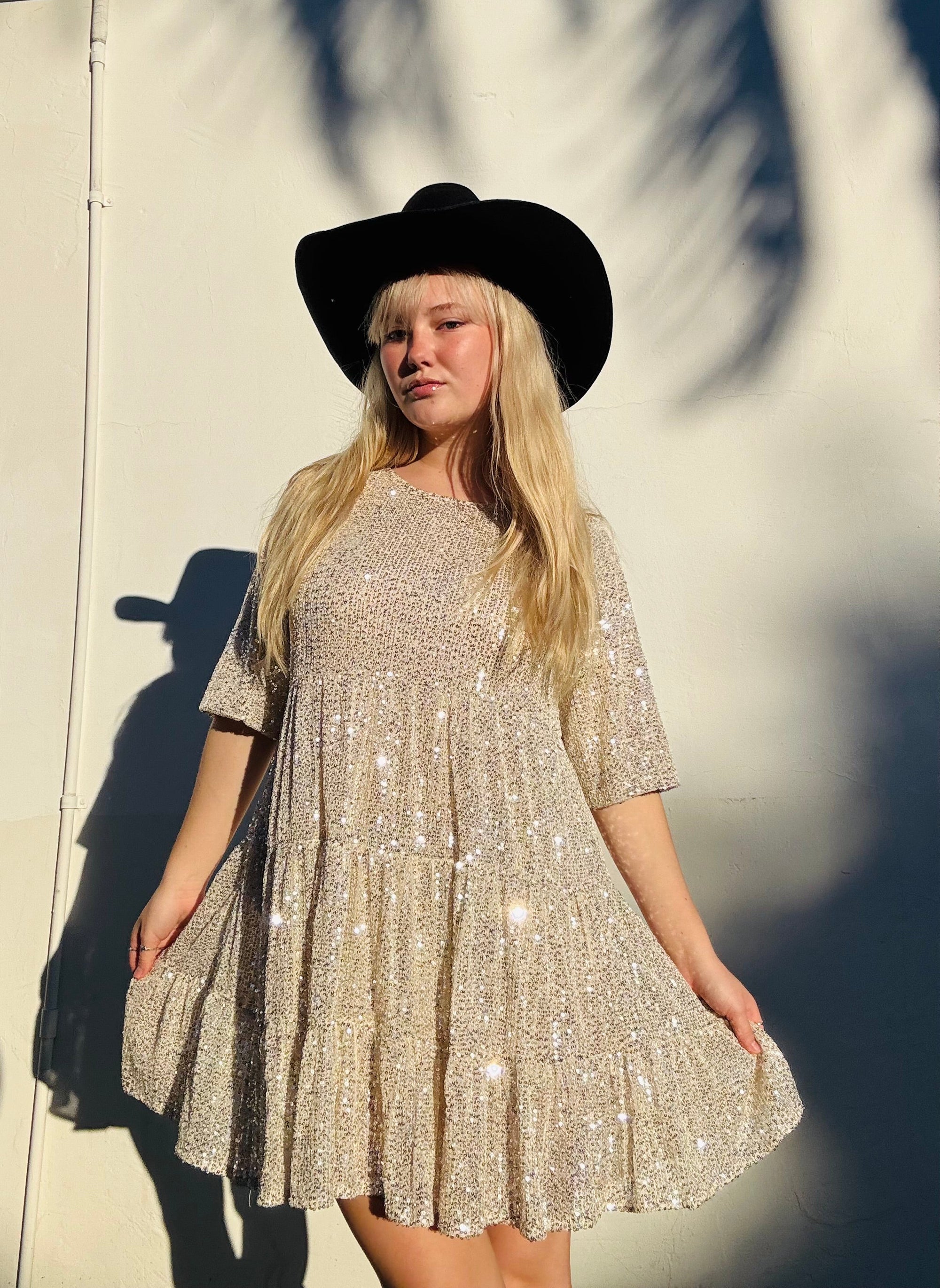 Holiday Sequin Babydoll Dress