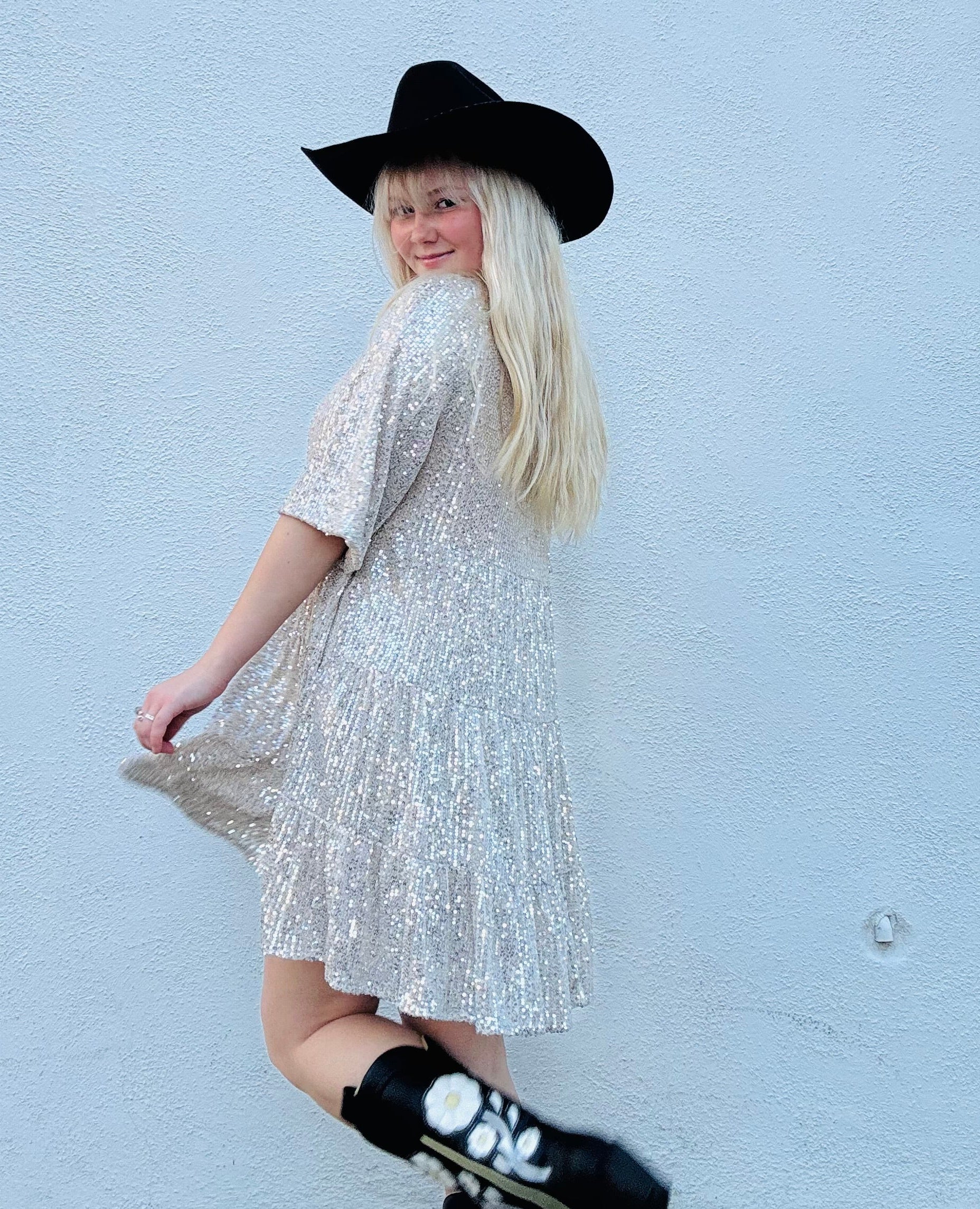 Holiday Sequin Babydoll Dress