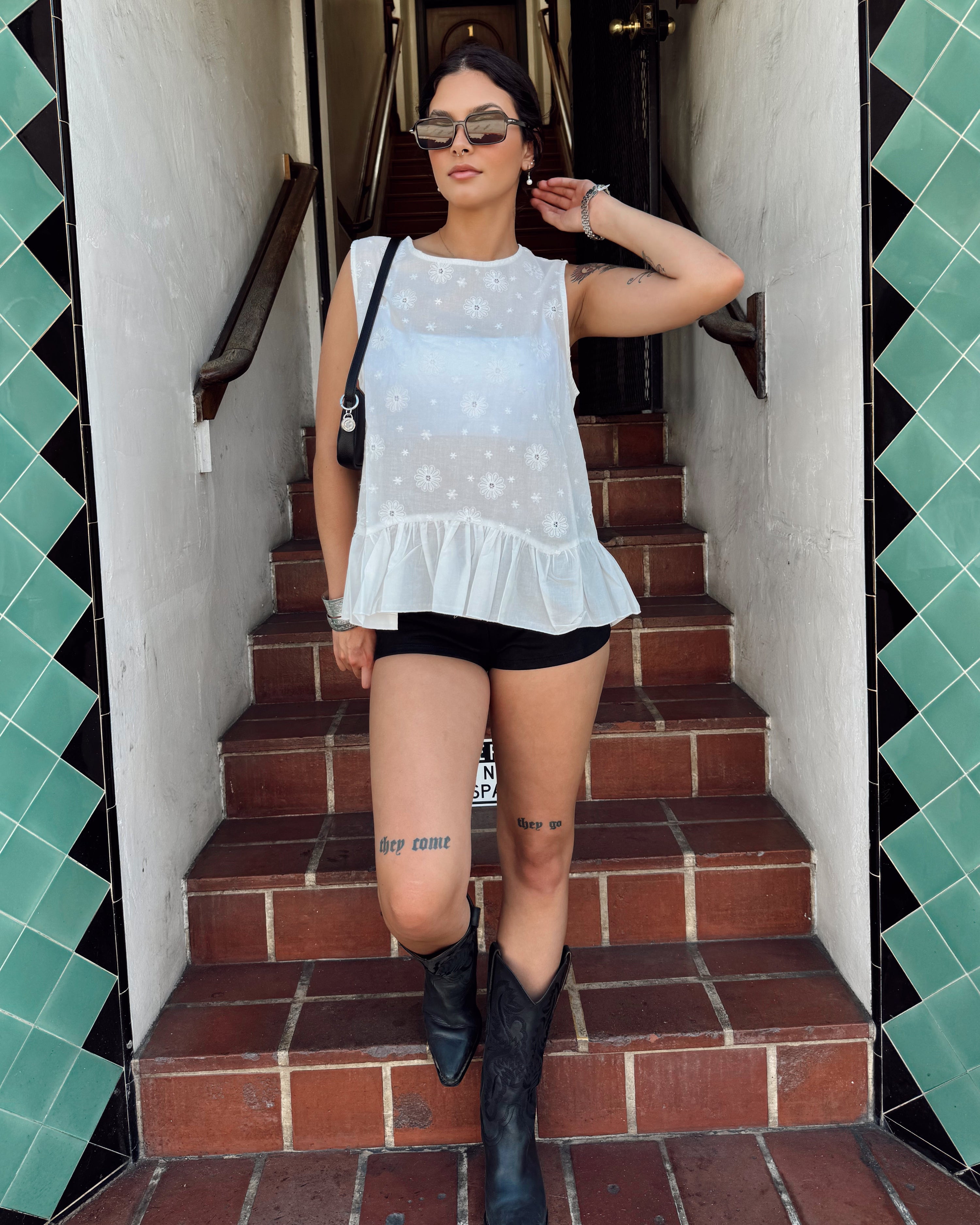 Ruffle Eyelet Top