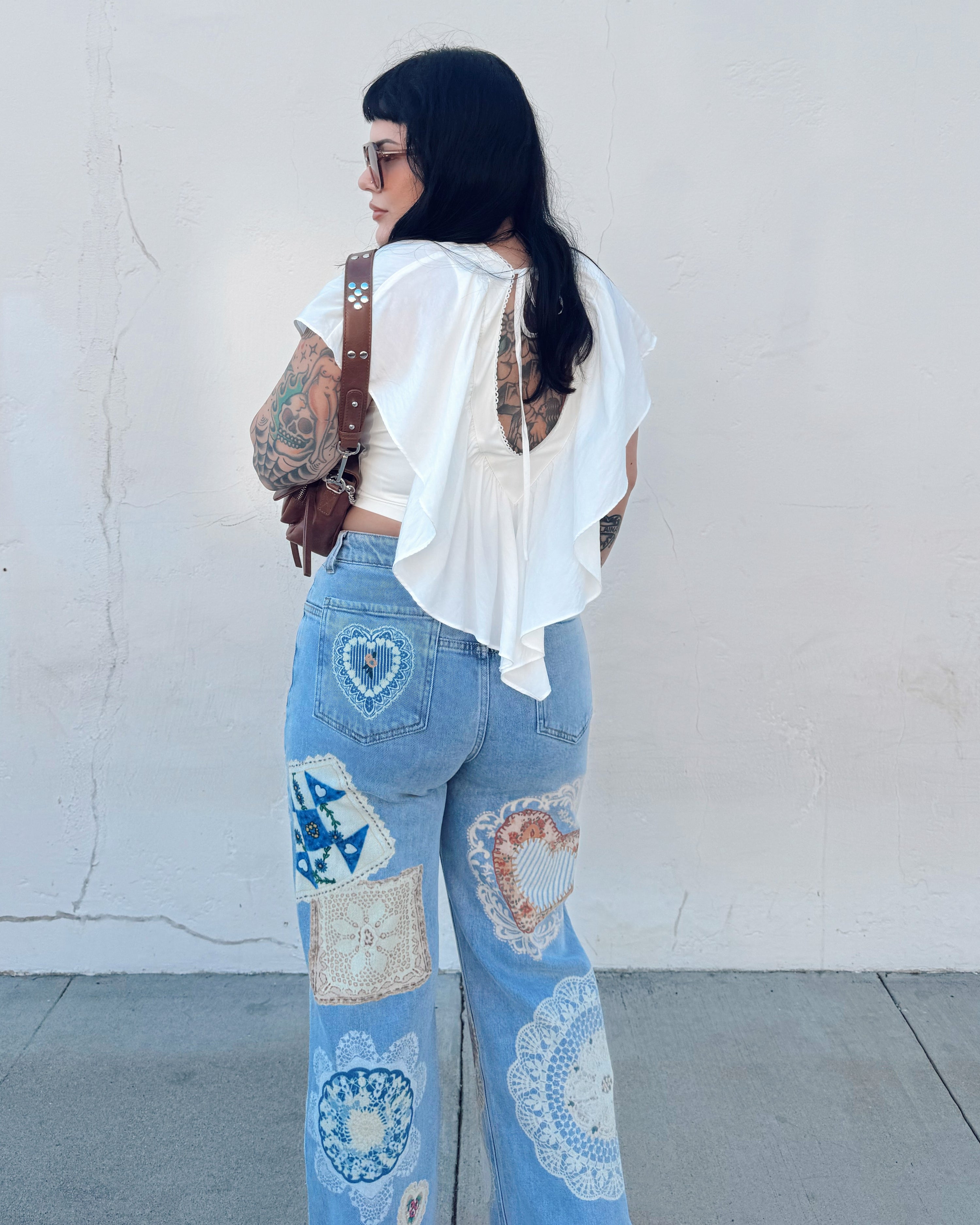 Patchwork Straight Leg Jeans