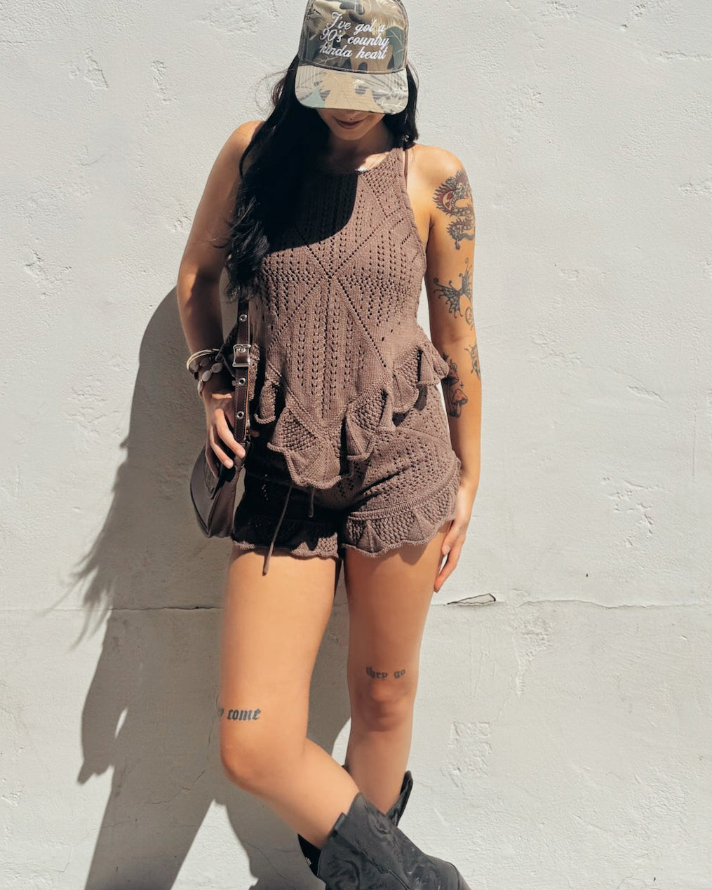 Crochet Ruffle Set - Mocha