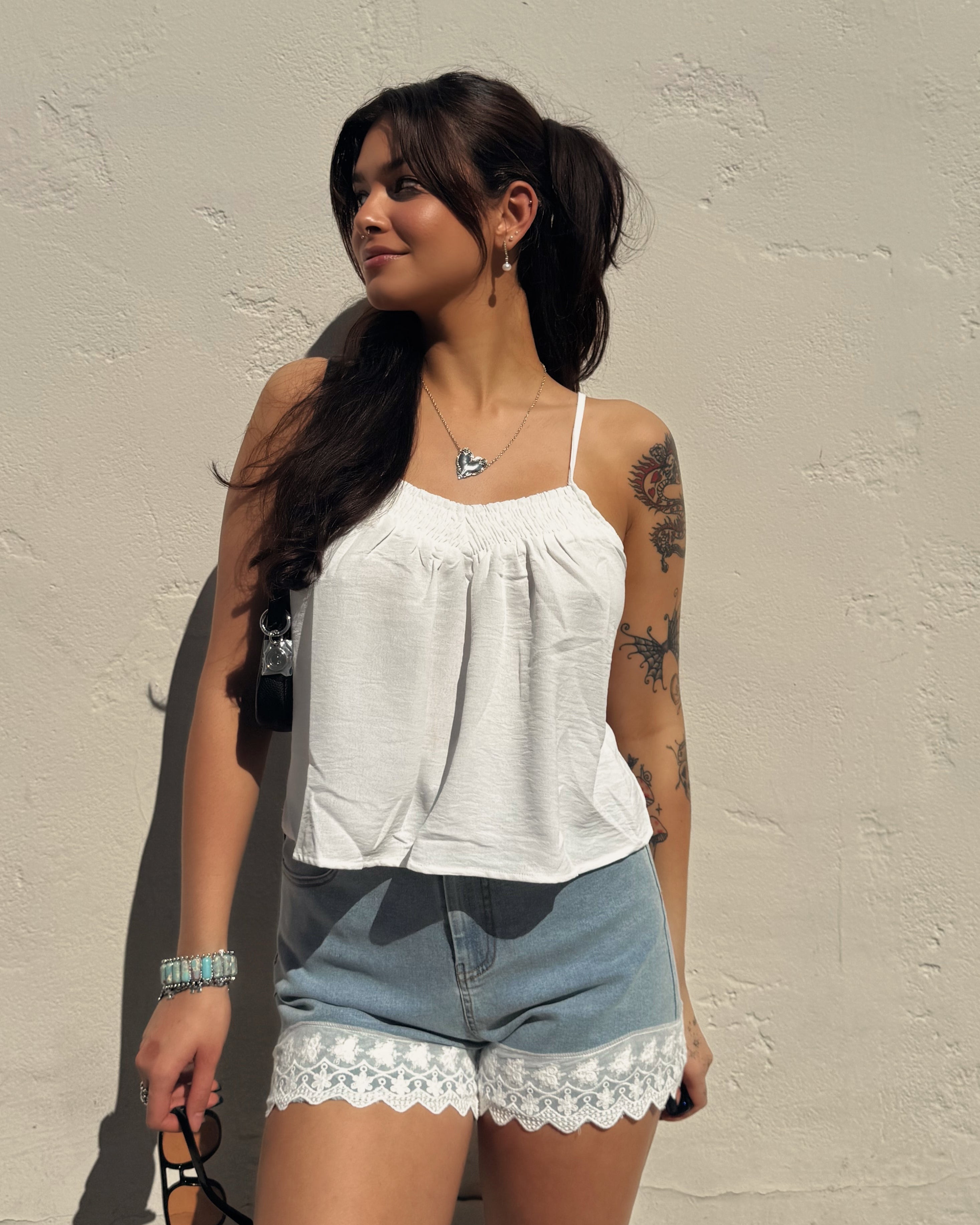 Flowy Cami Tank - White