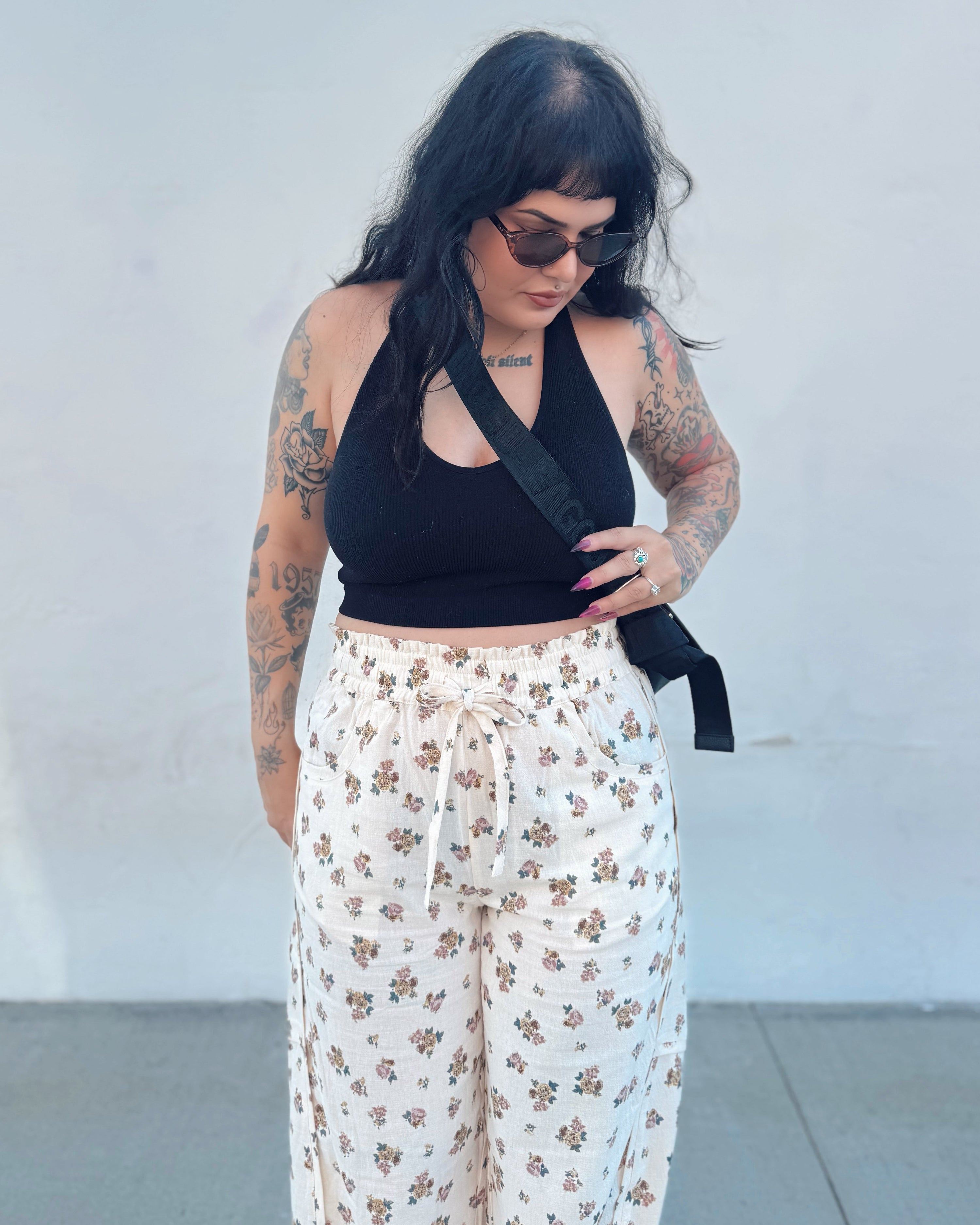 Floral Barrel Leg Pants