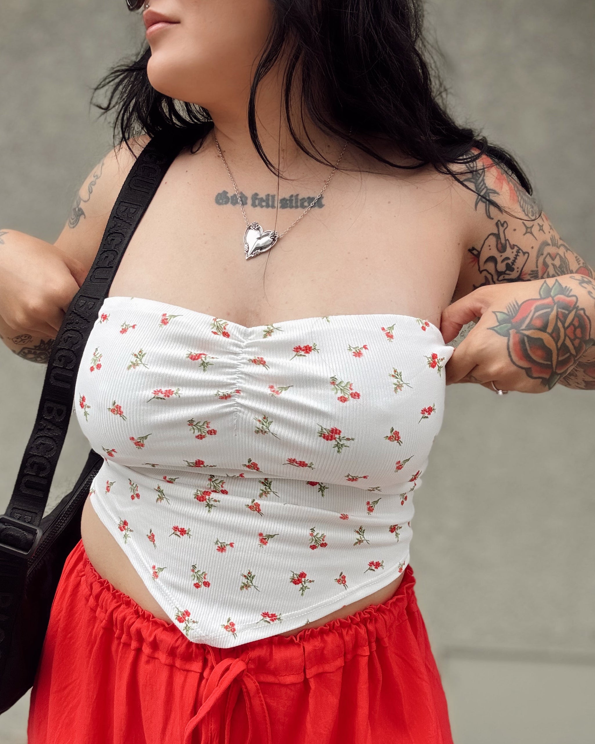 Wildflower Bandeau Top - White