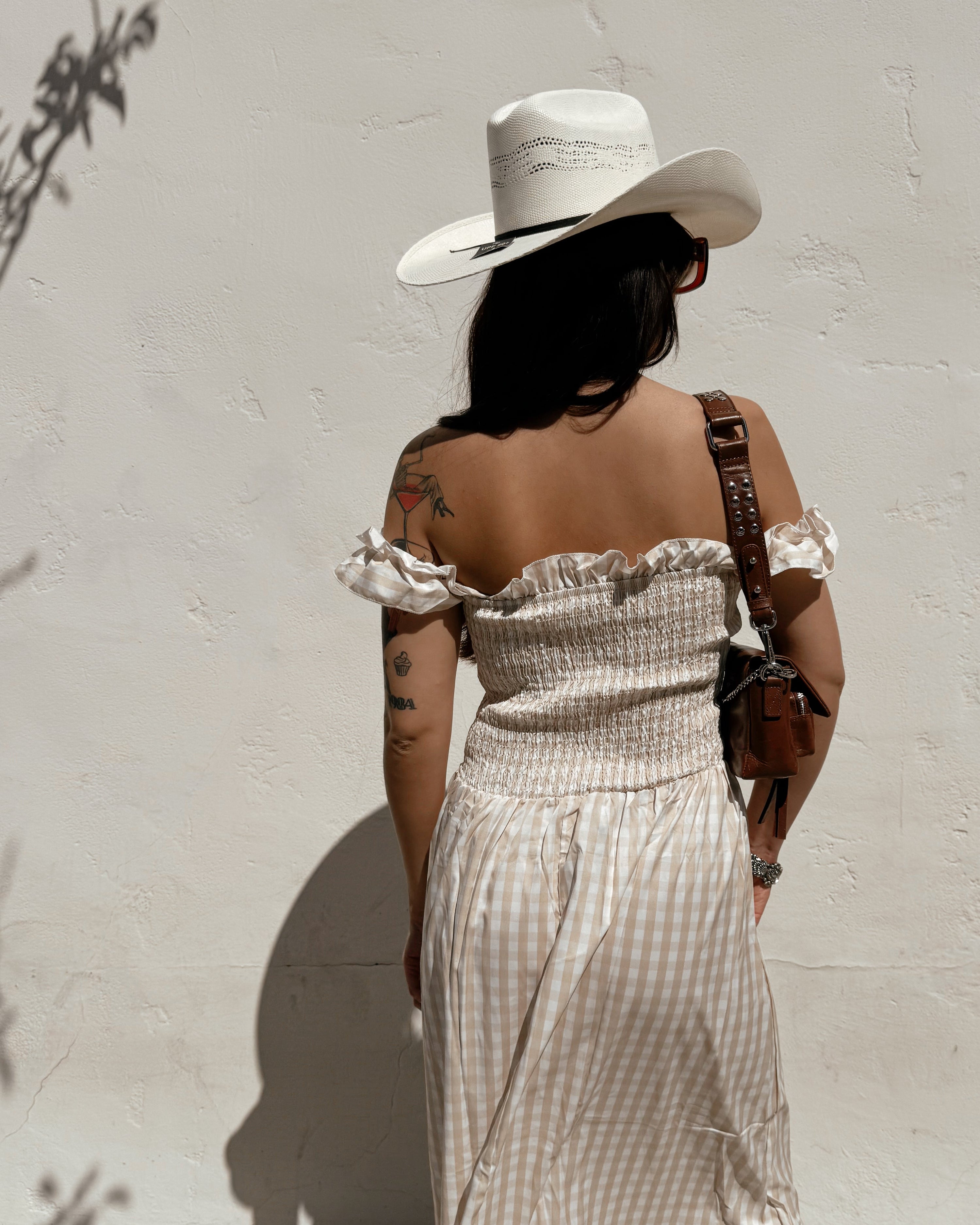 Gingham Ruffle Maxi Dress