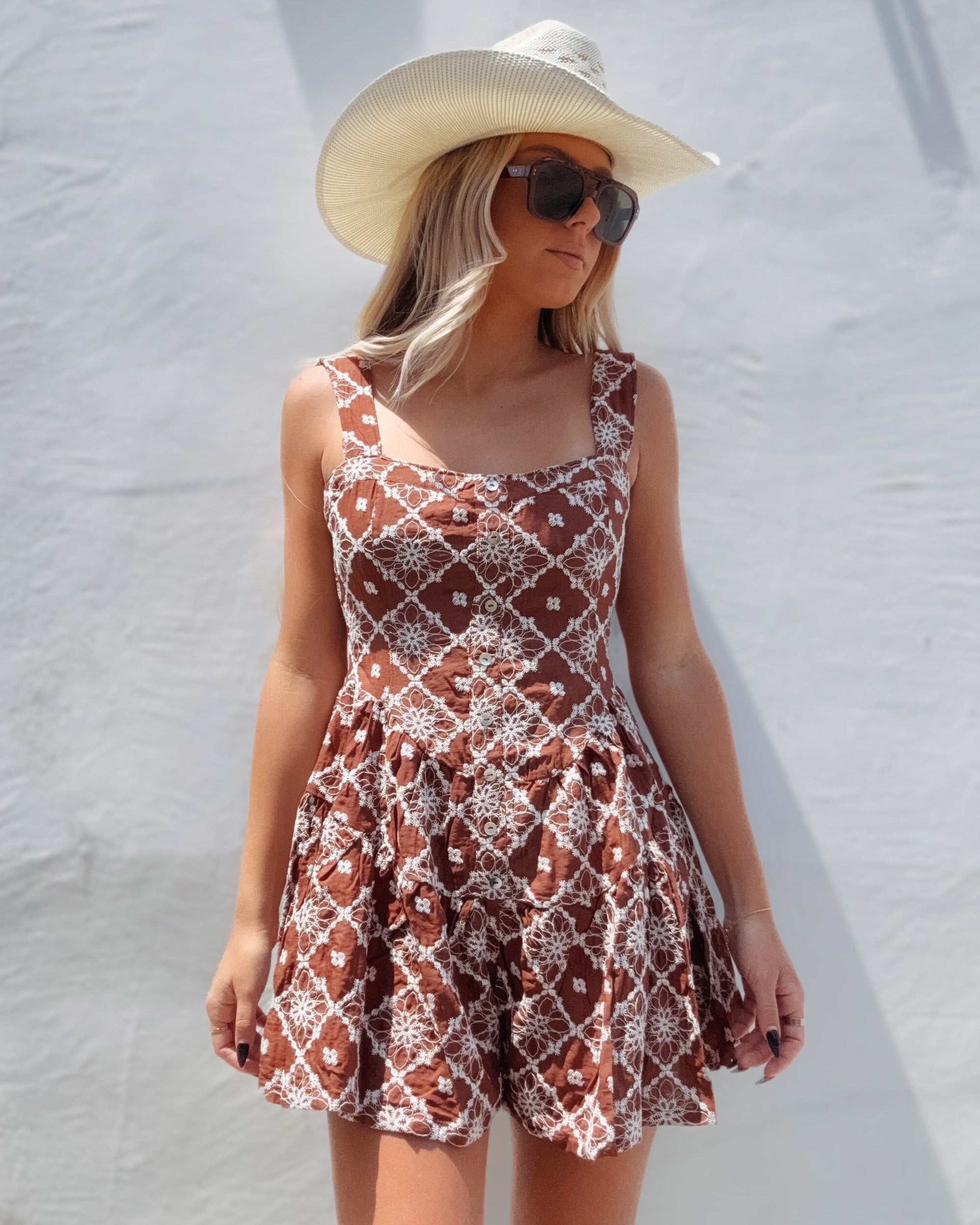 Embroidered Tiered Corset Romper