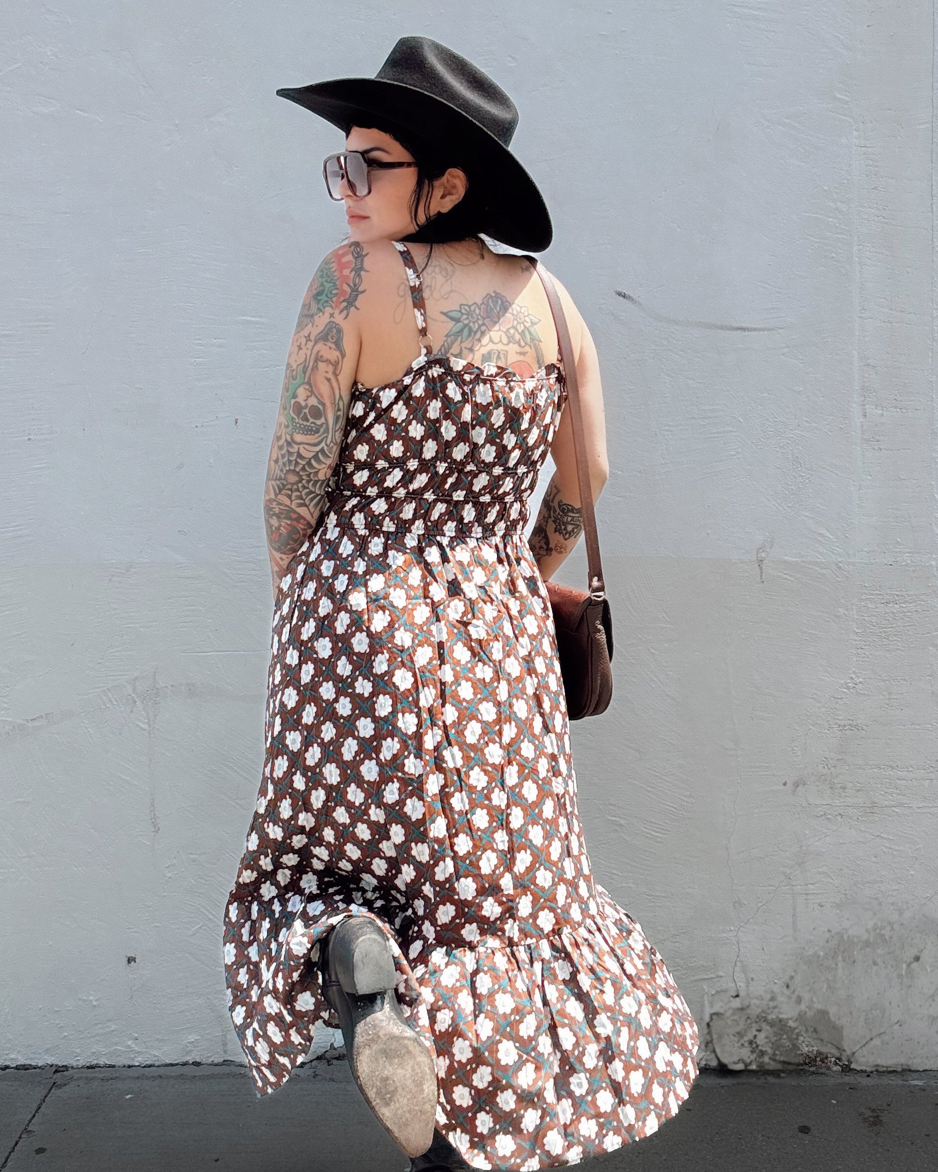 Smocked Floral Midi Dress