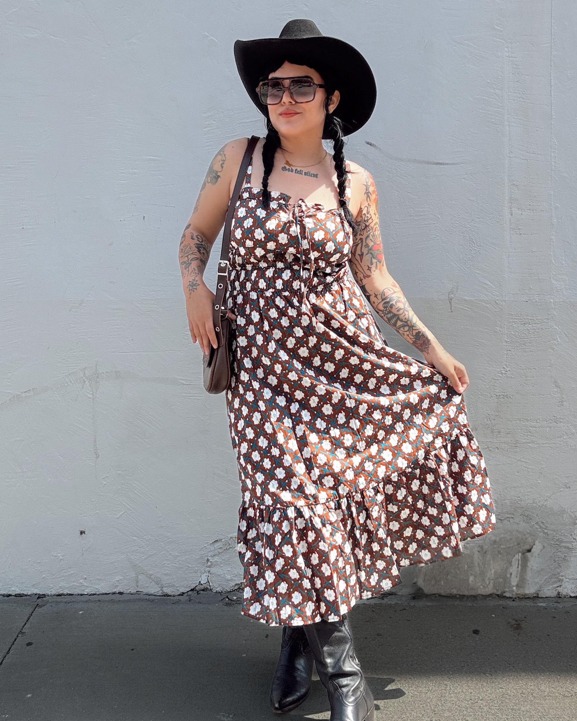 Smocked Floral Midi Dress