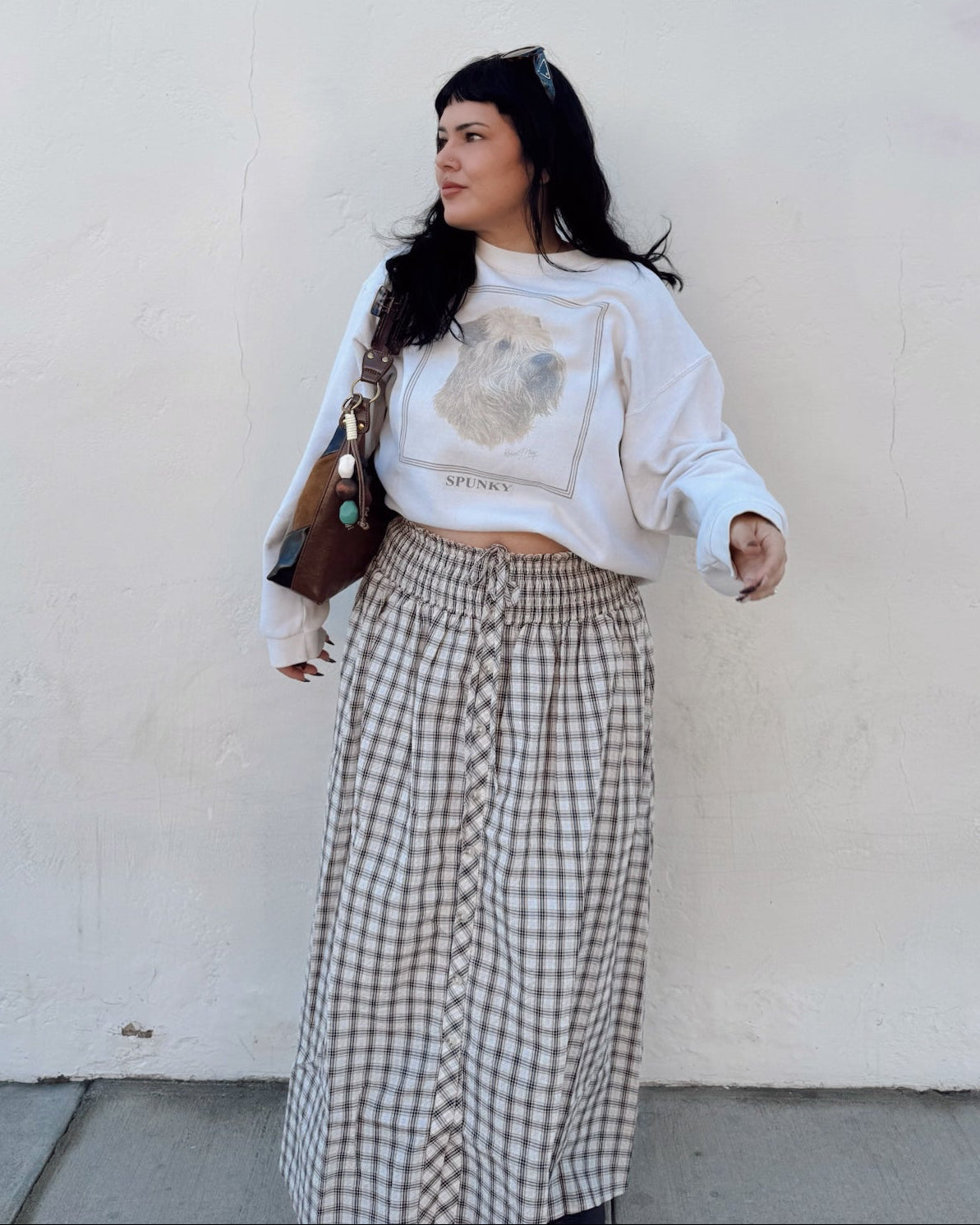 Plaid Maxi Skirt - Burnout