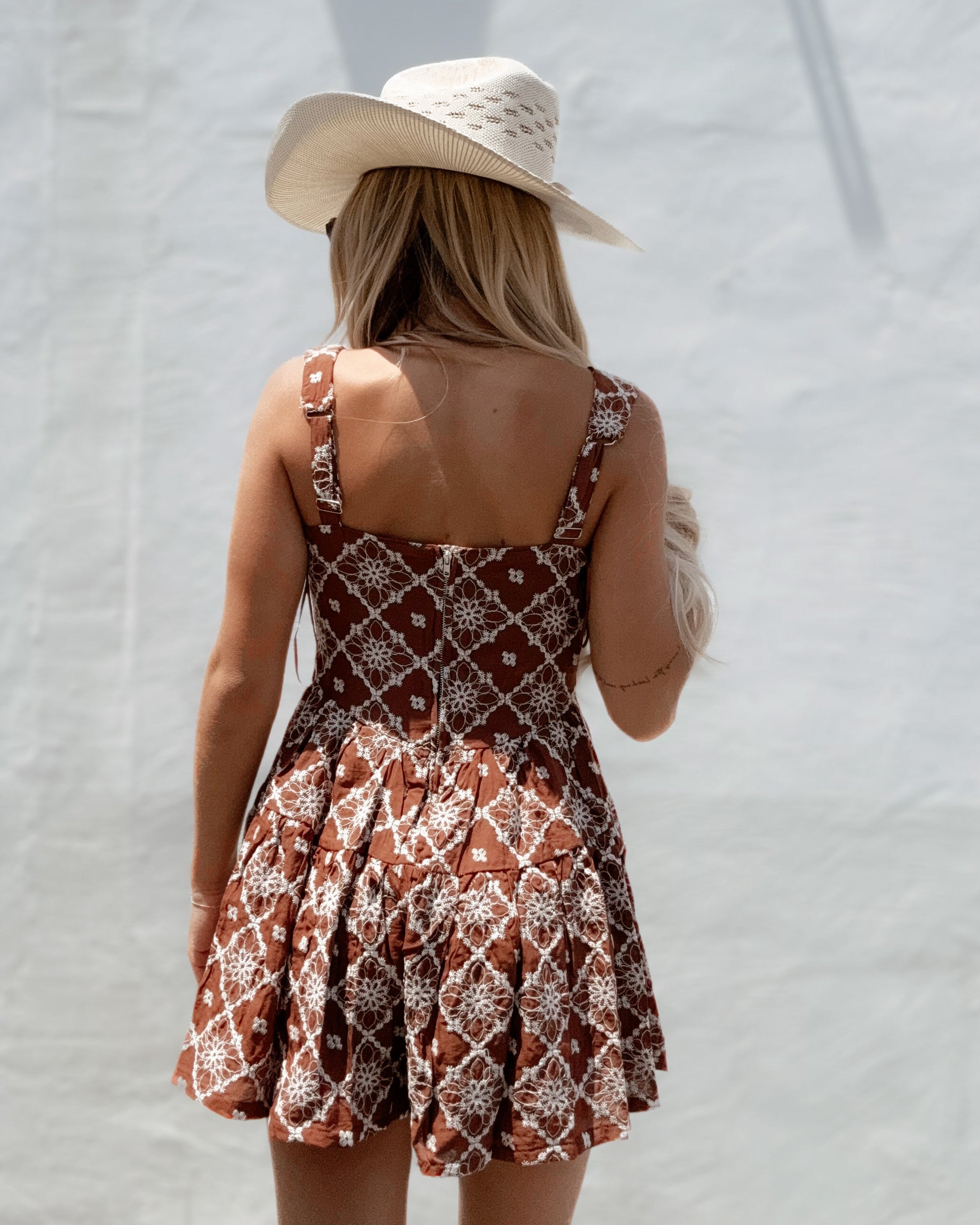 Embroidered Tiered Corset Romper
