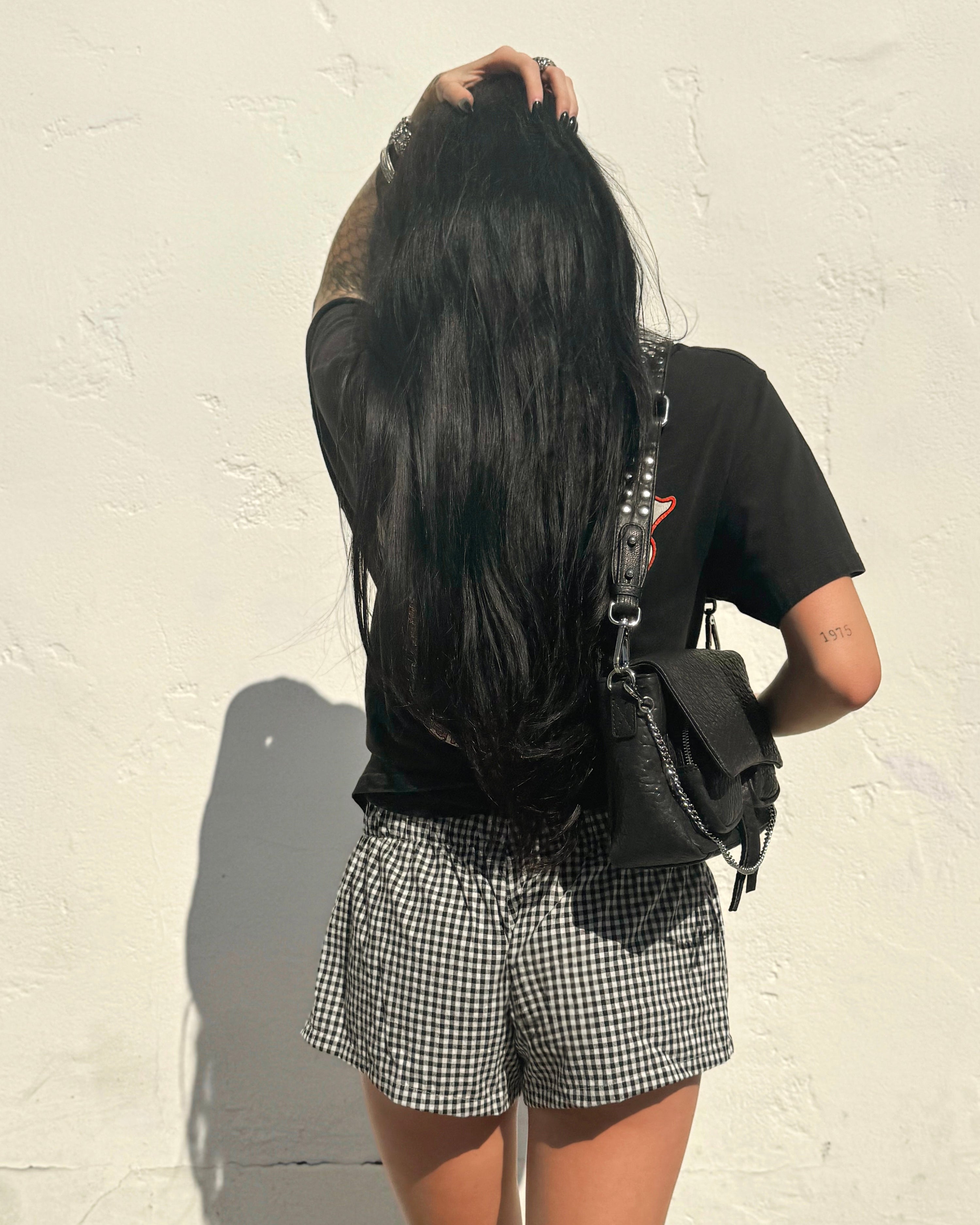 Gingham Boxer Shorts - Black