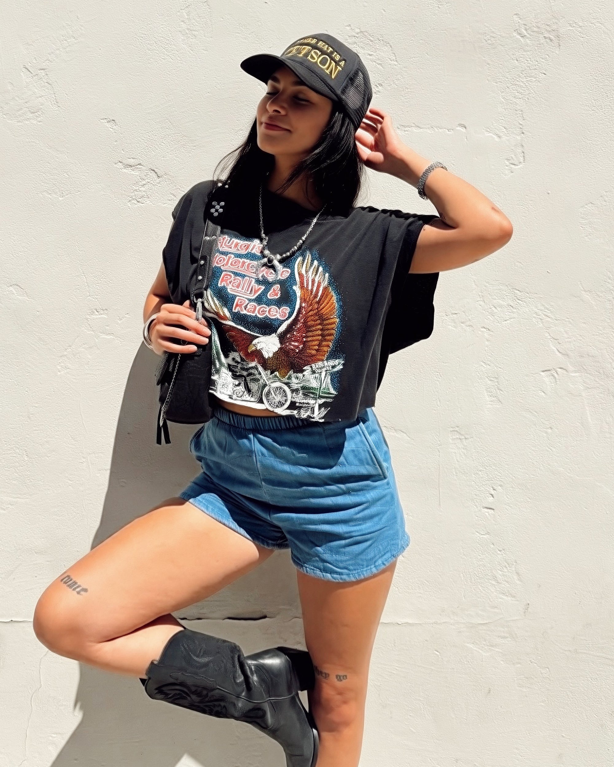 Quilted Denim Shorts