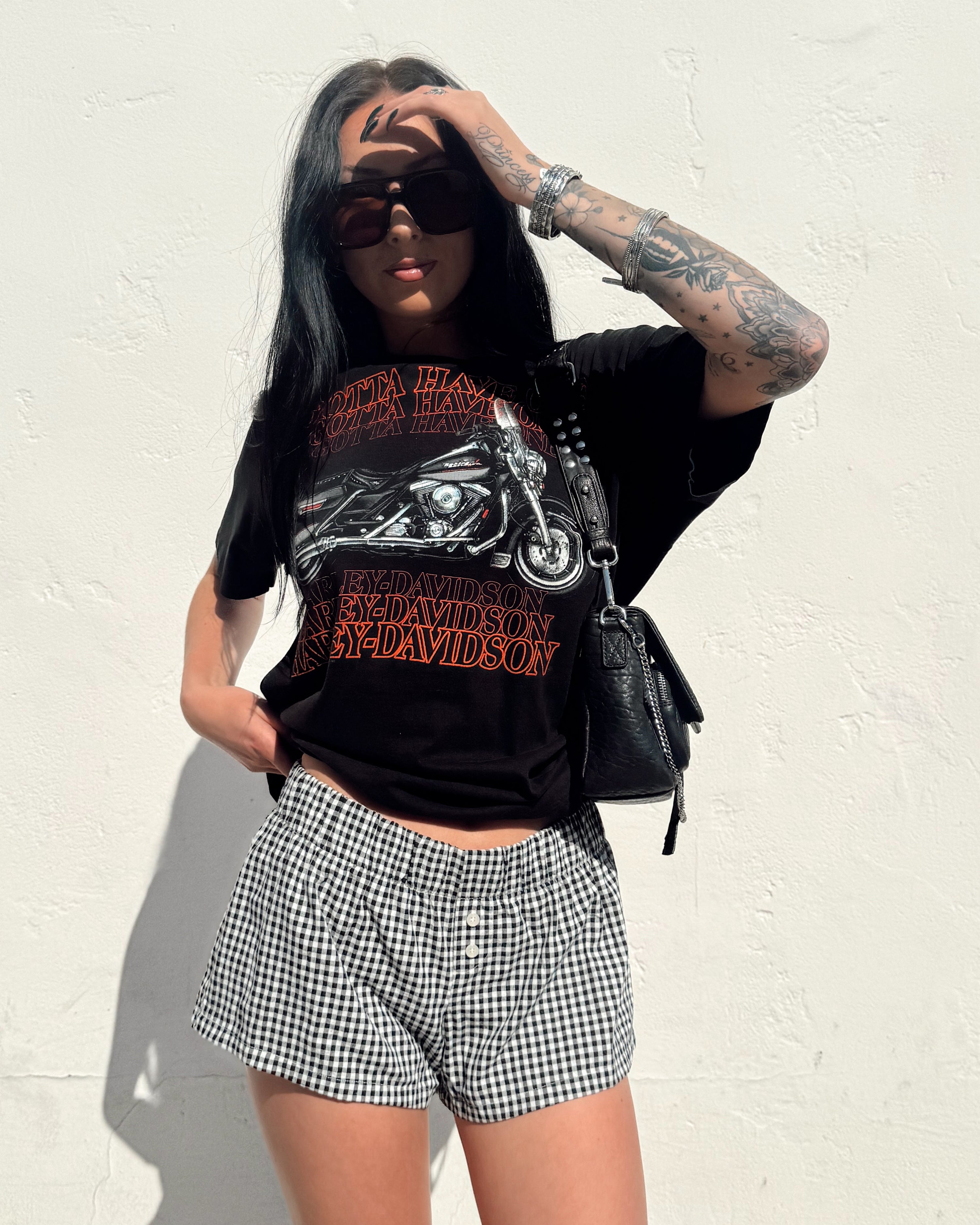 Gingham Boxer Shorts - Black