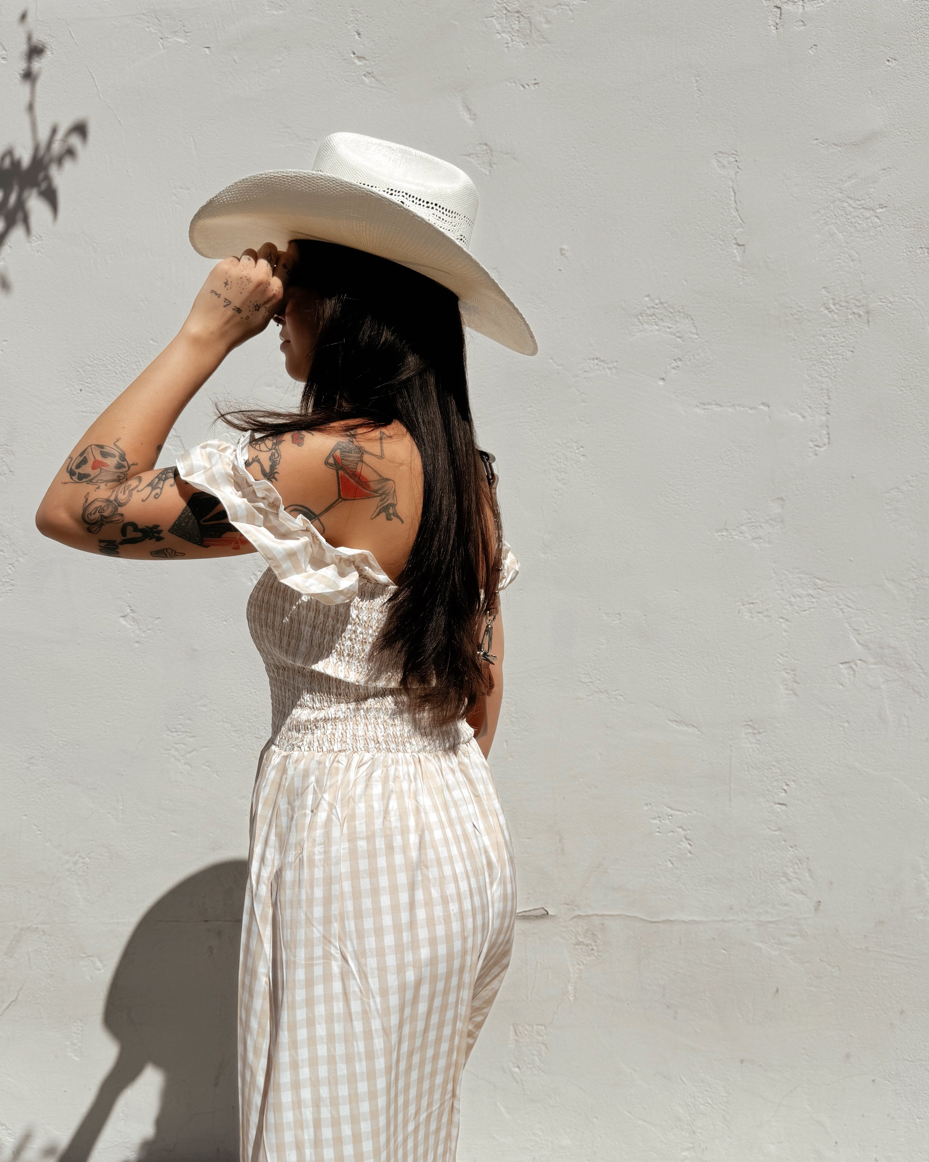 Gingham Ruffle Maxi Dress
