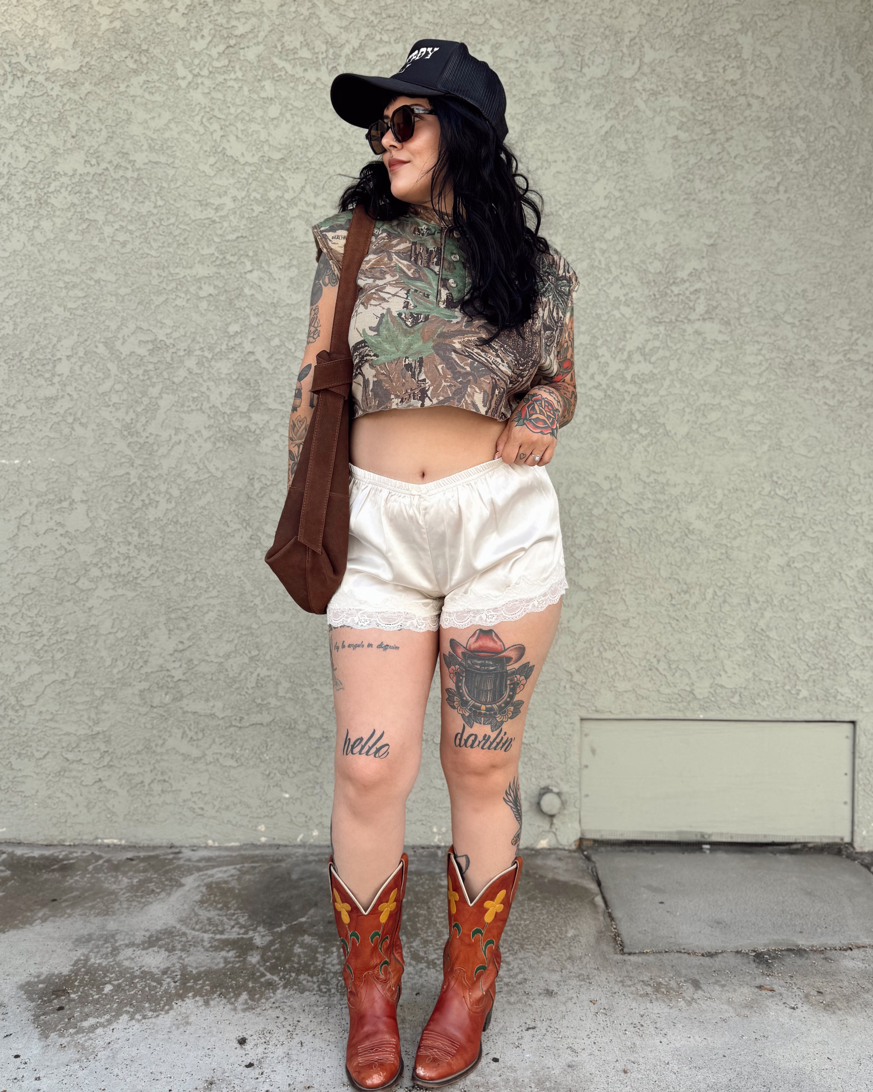 Lace Trim Satin Shorts - Cream