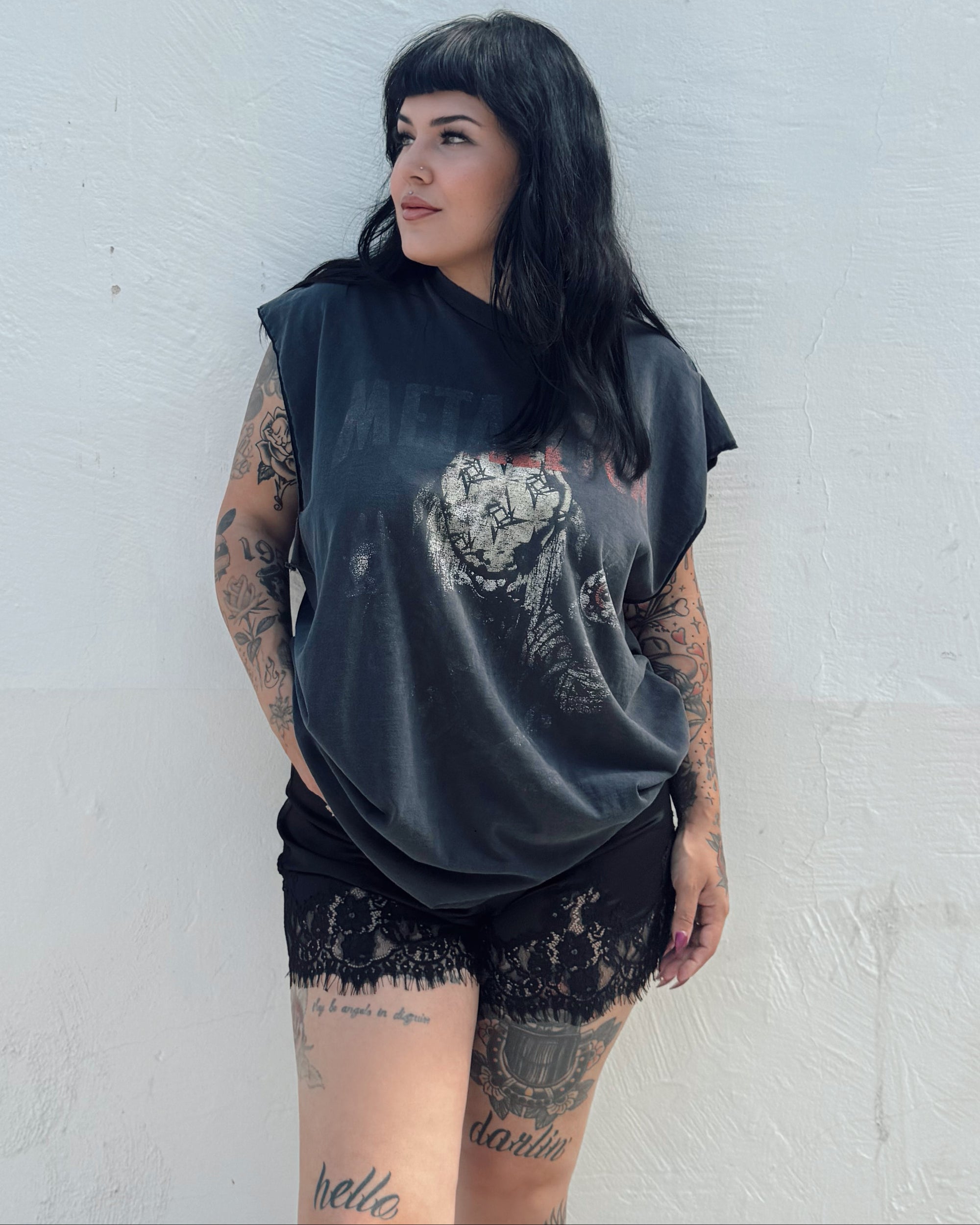 Lace Trim Satin Shorts - Black