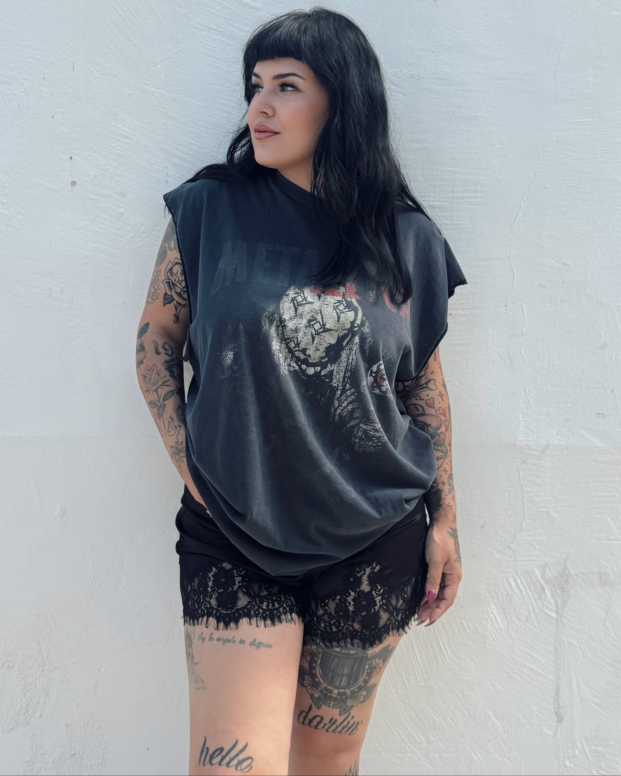 Lace Trim Satin Shorts - Black