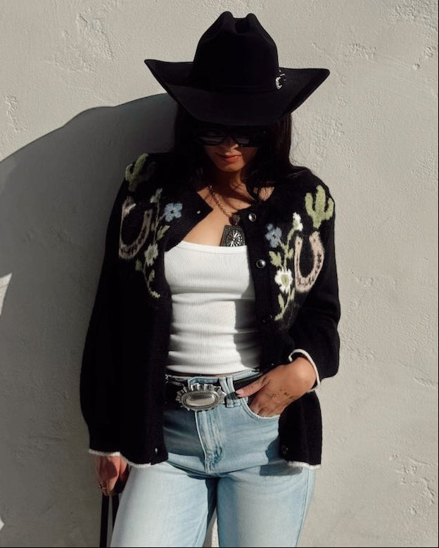 Western Cardigan Sweater - Burnout