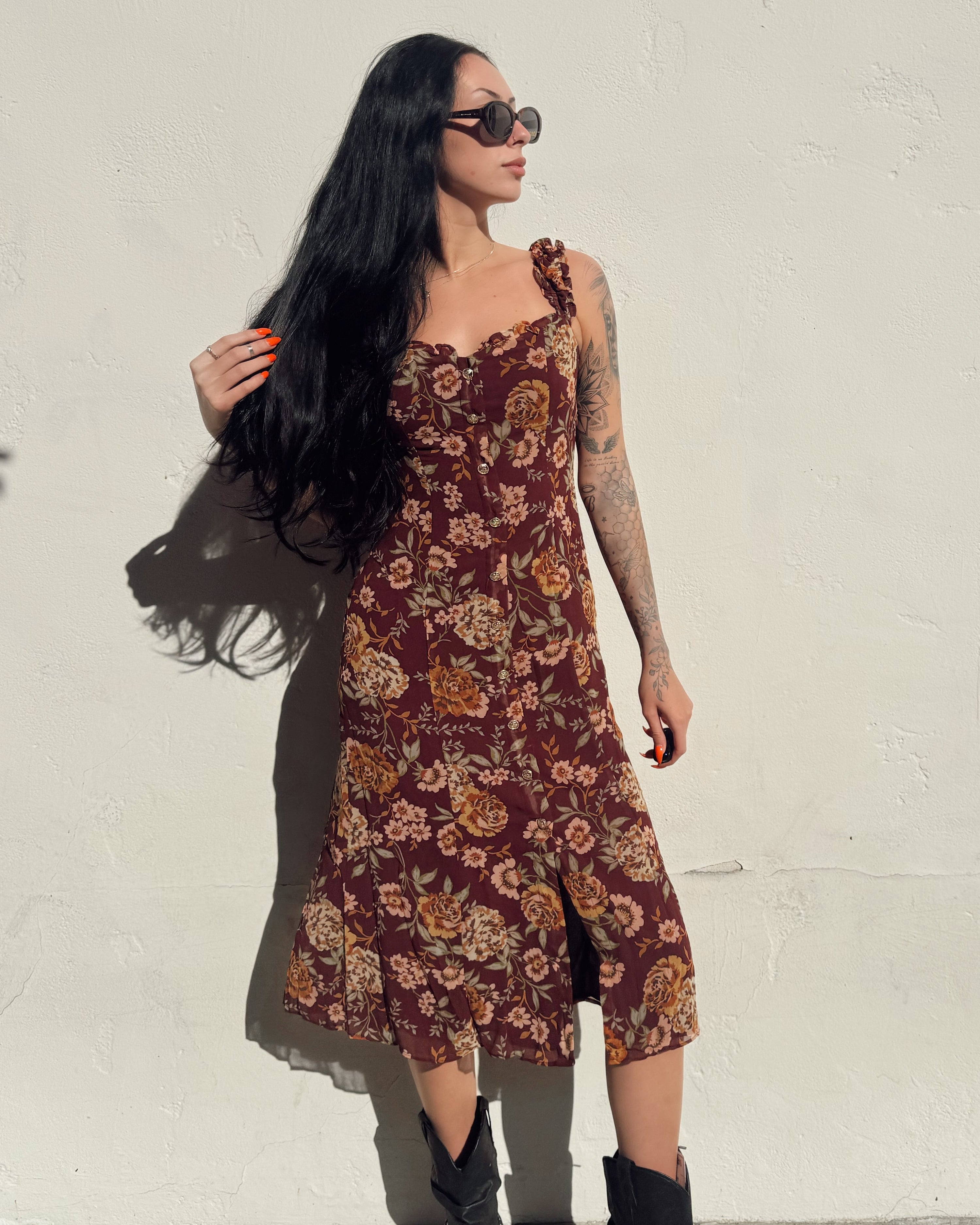 Button Midi Dress - Floral