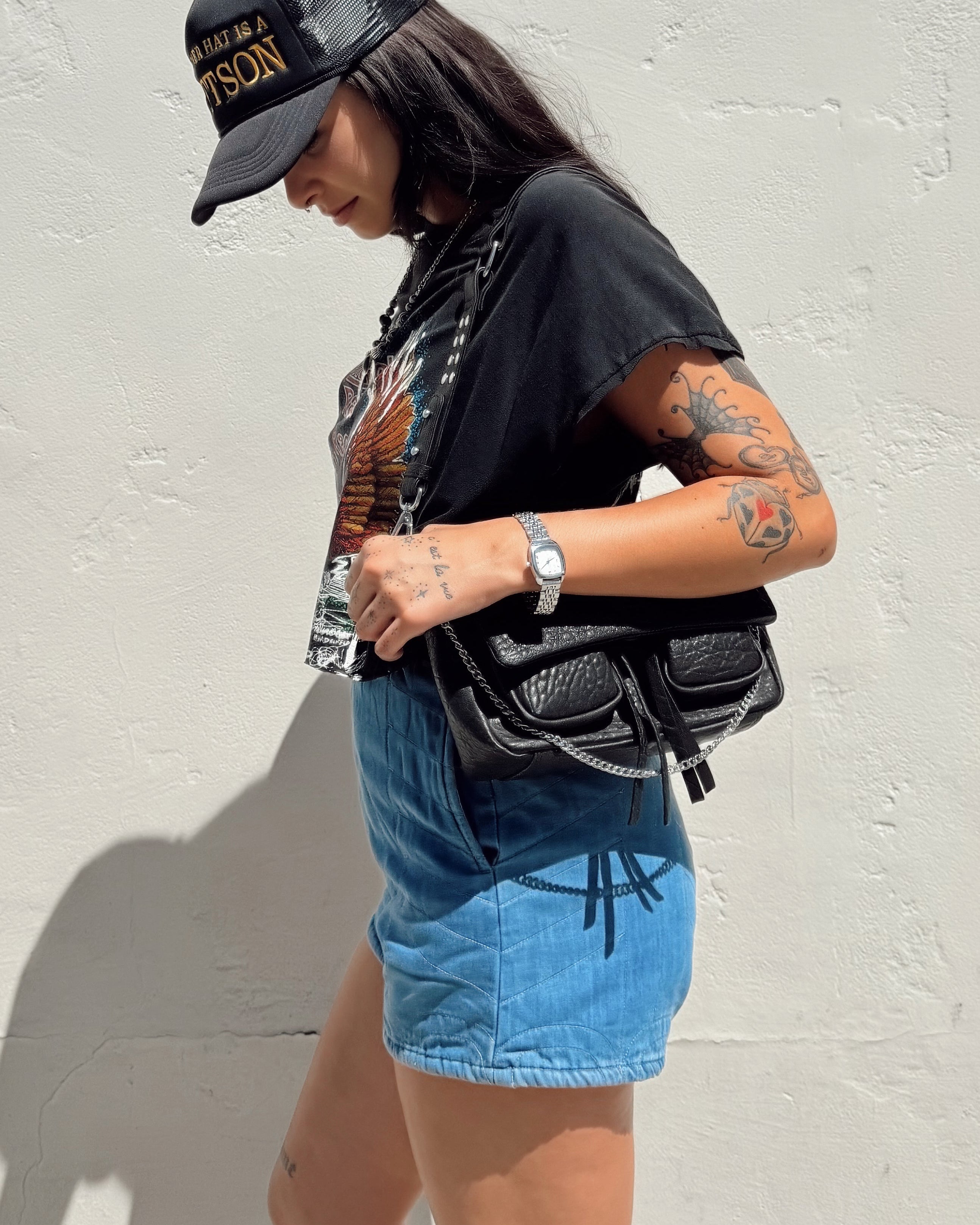 Quilted Denim Shorts