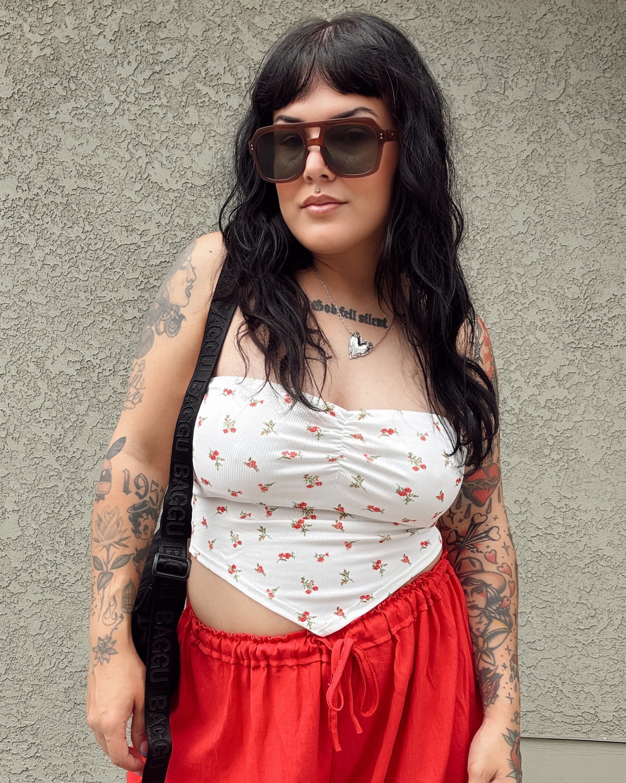 Wildflower Bandeau Top - White