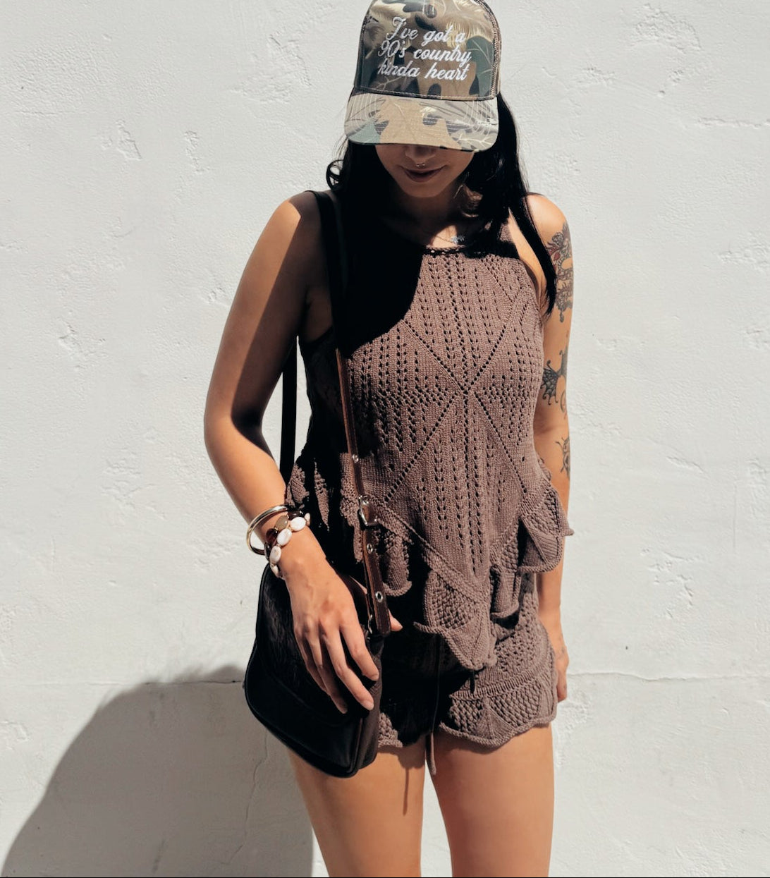 Crochet Ruffle Set - Mocha