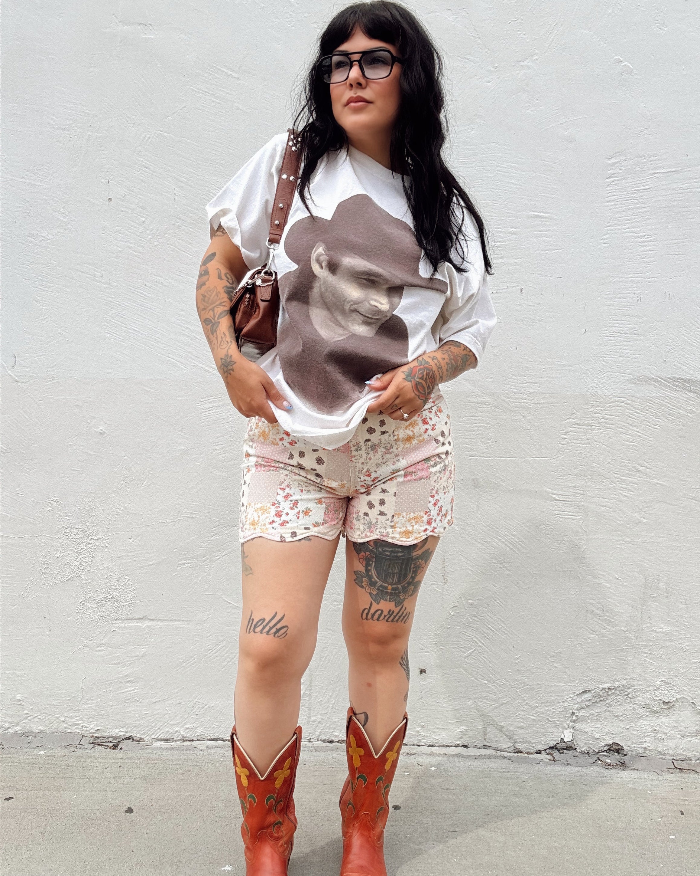 Floral Patchwork Denim Shorts