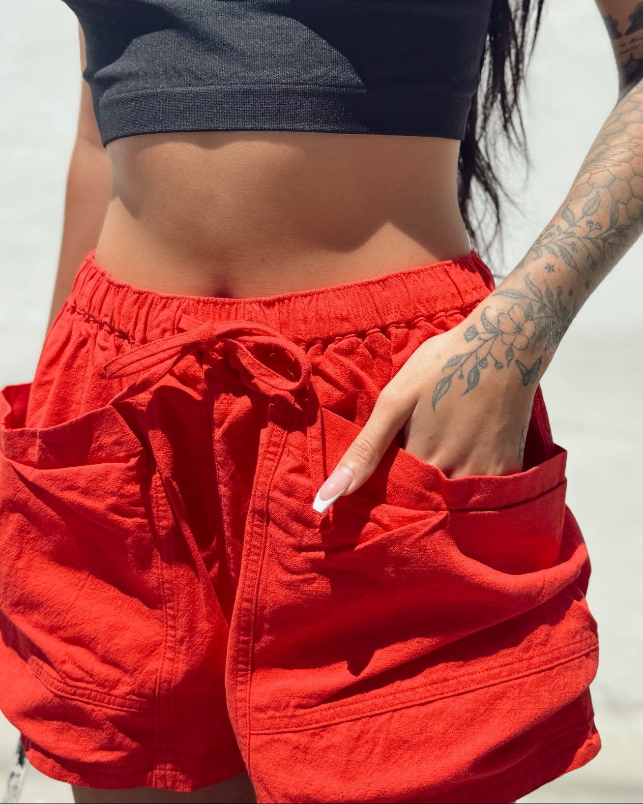Utility Pocket Shorts - Red