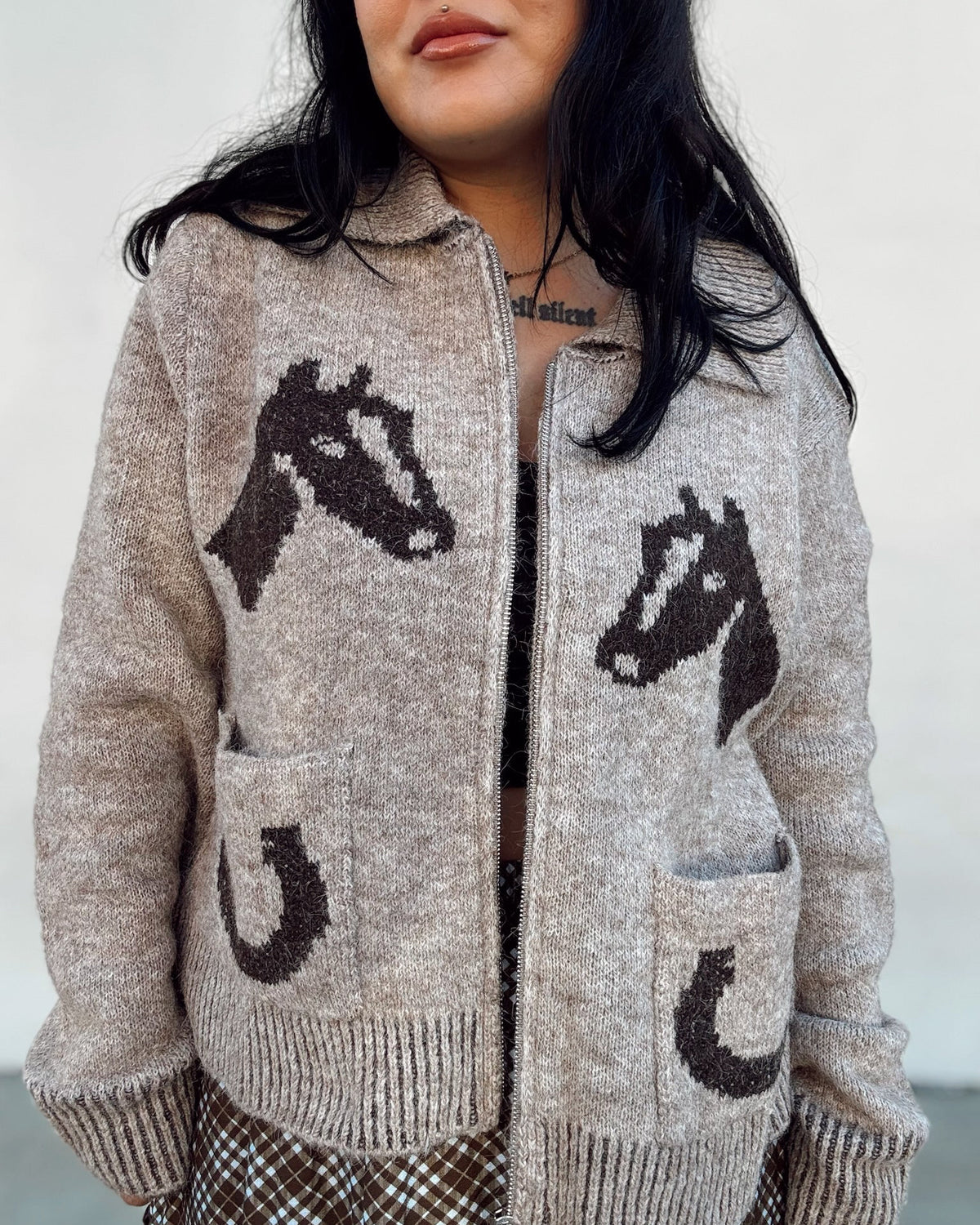 Lucky Horses Zip Cardigan