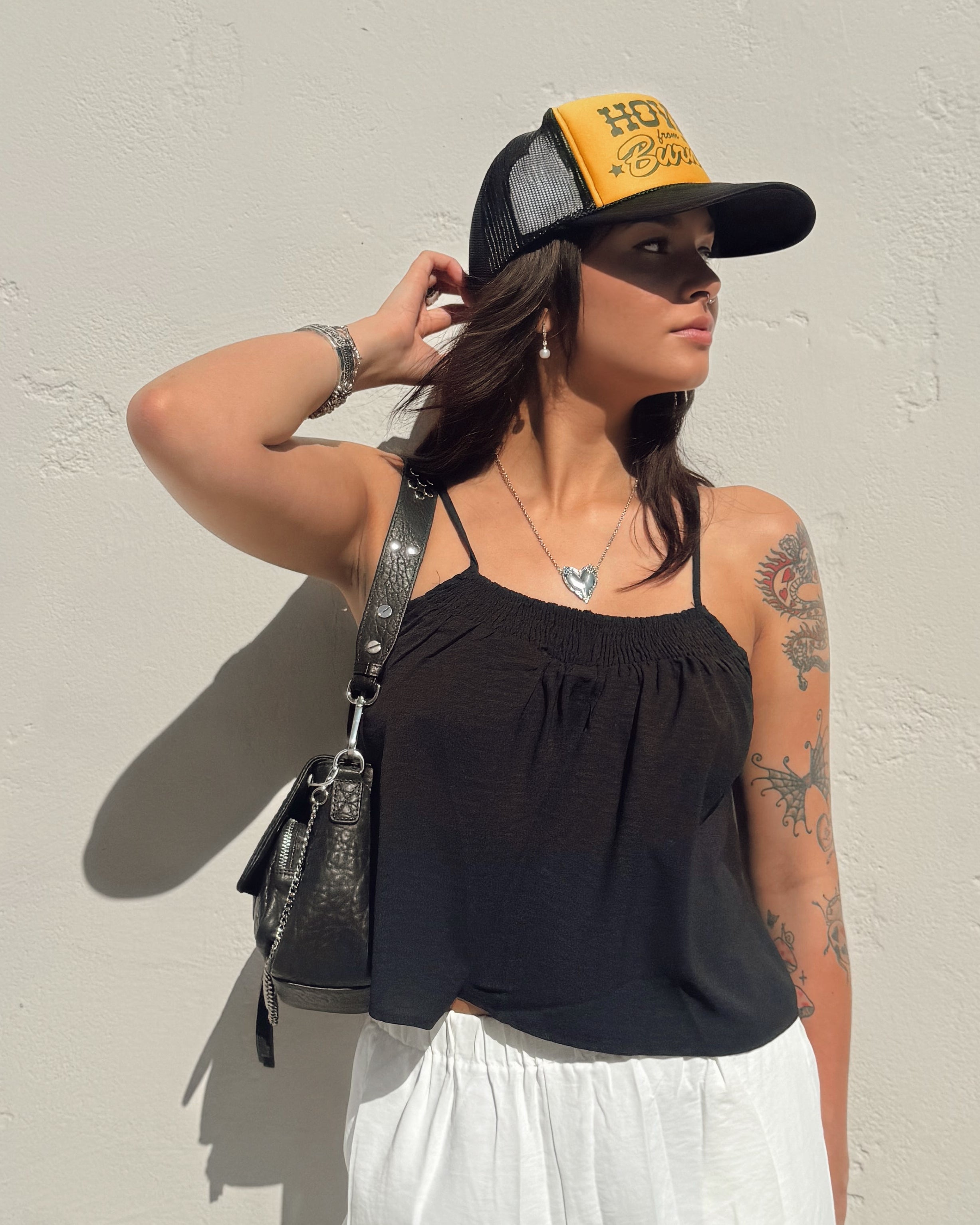 Flowy Cami Tank - Black