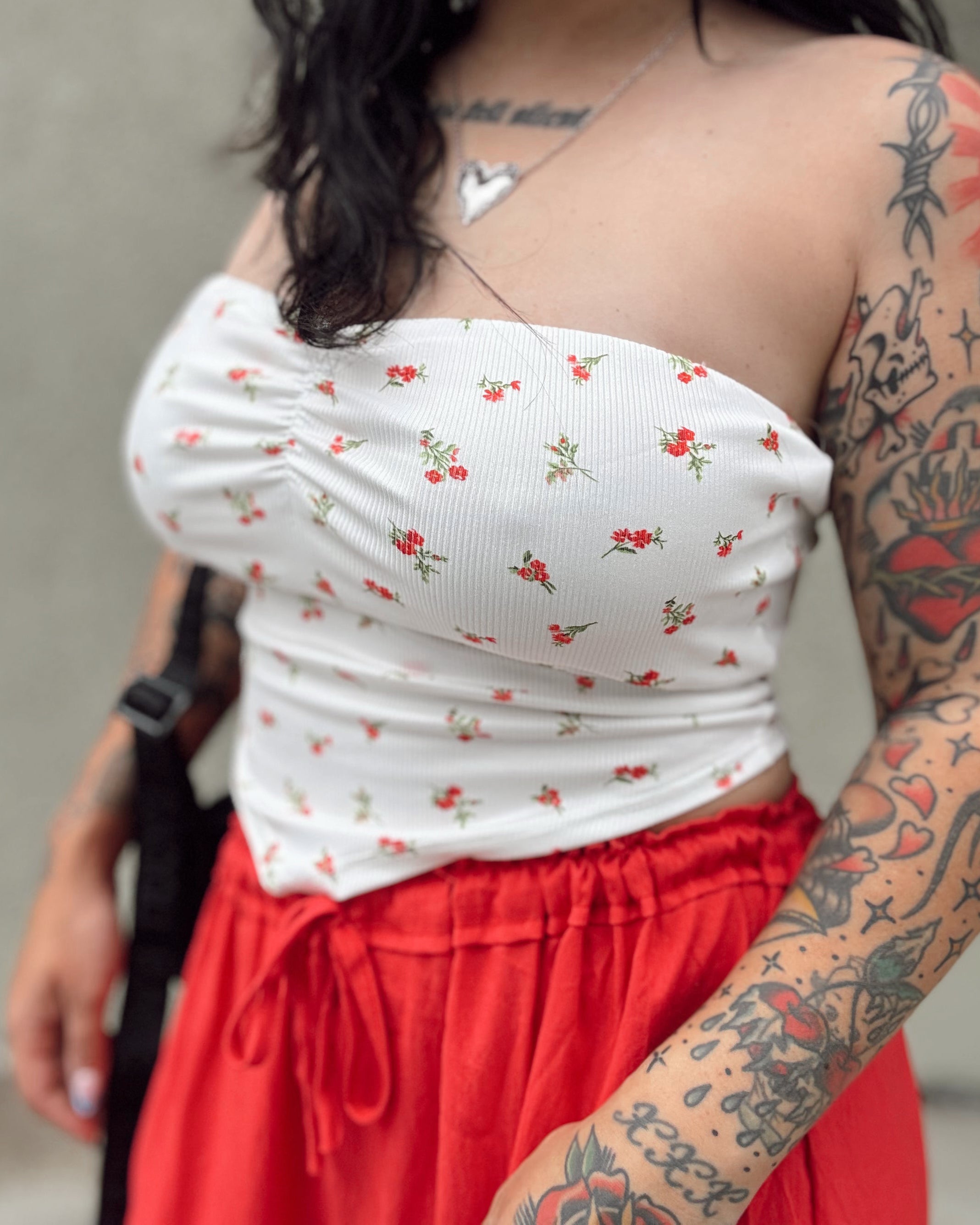 Wildflower Bandeau Top - White
