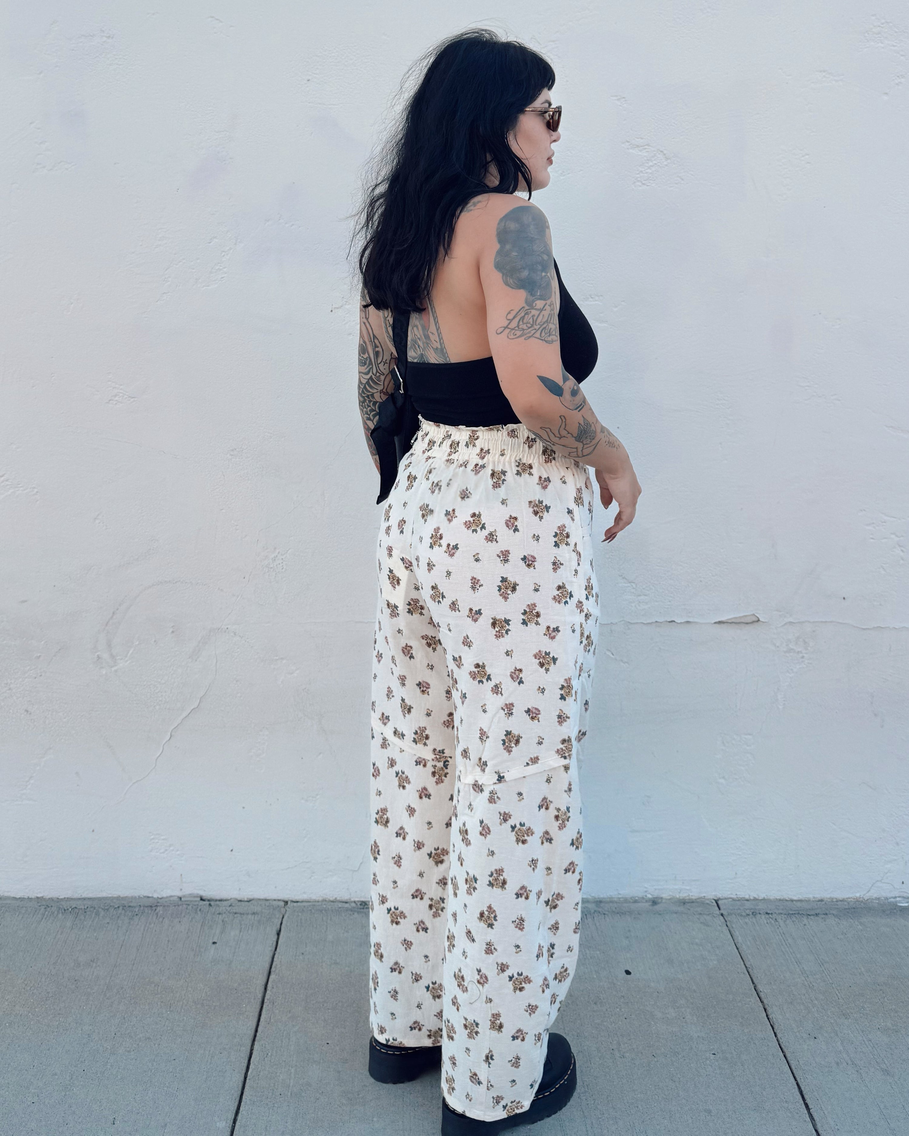 Floral Barrel Leg Pants
