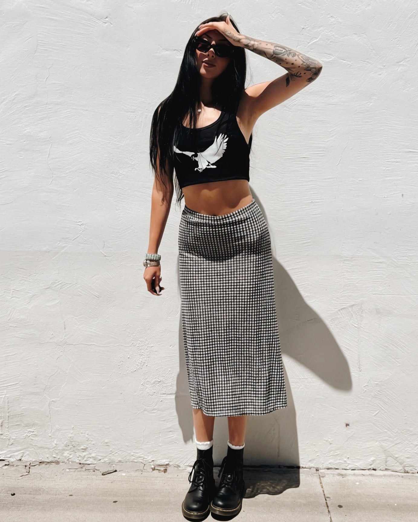 Gingham Midi Skirt