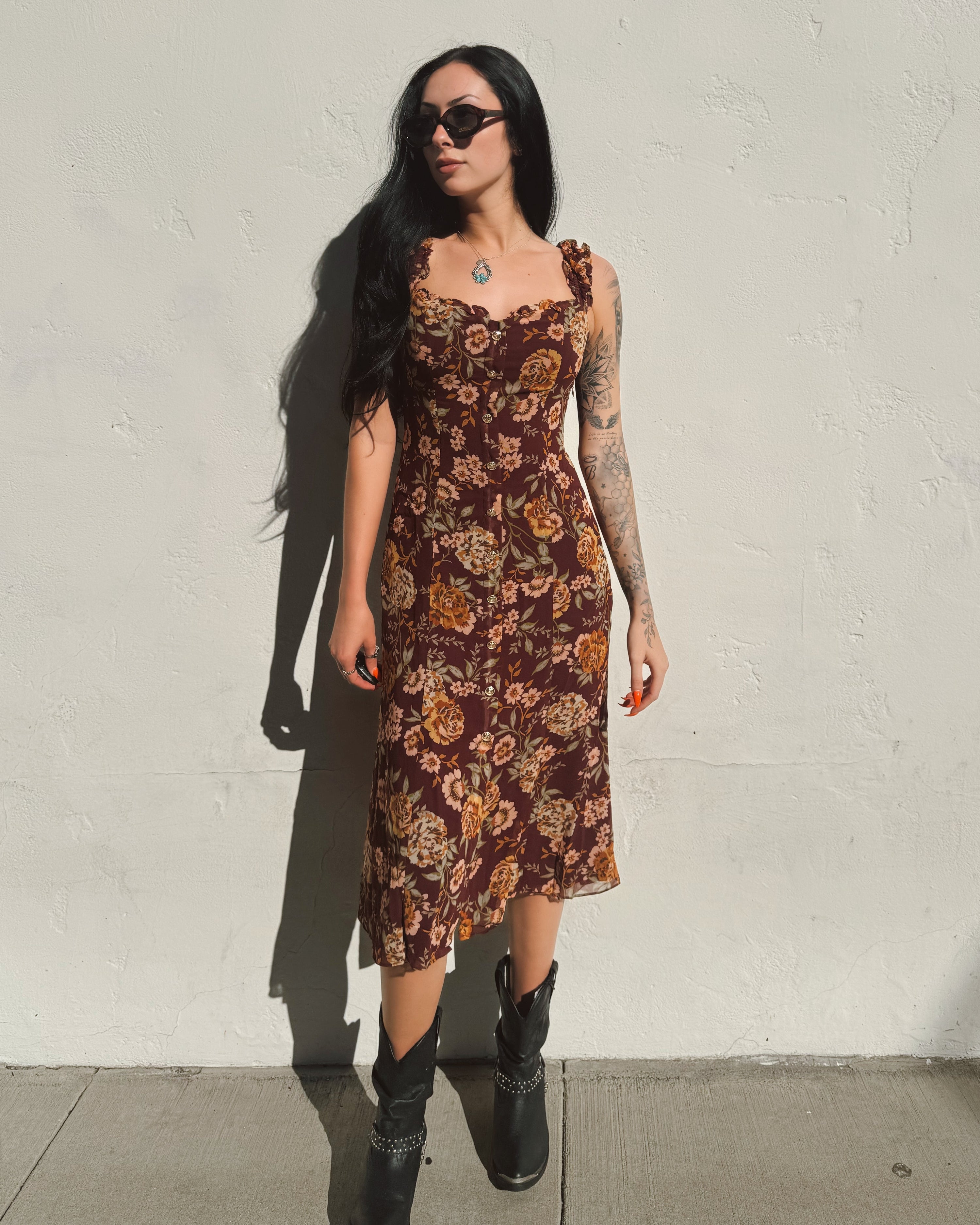 Button Midi Dress - Floral