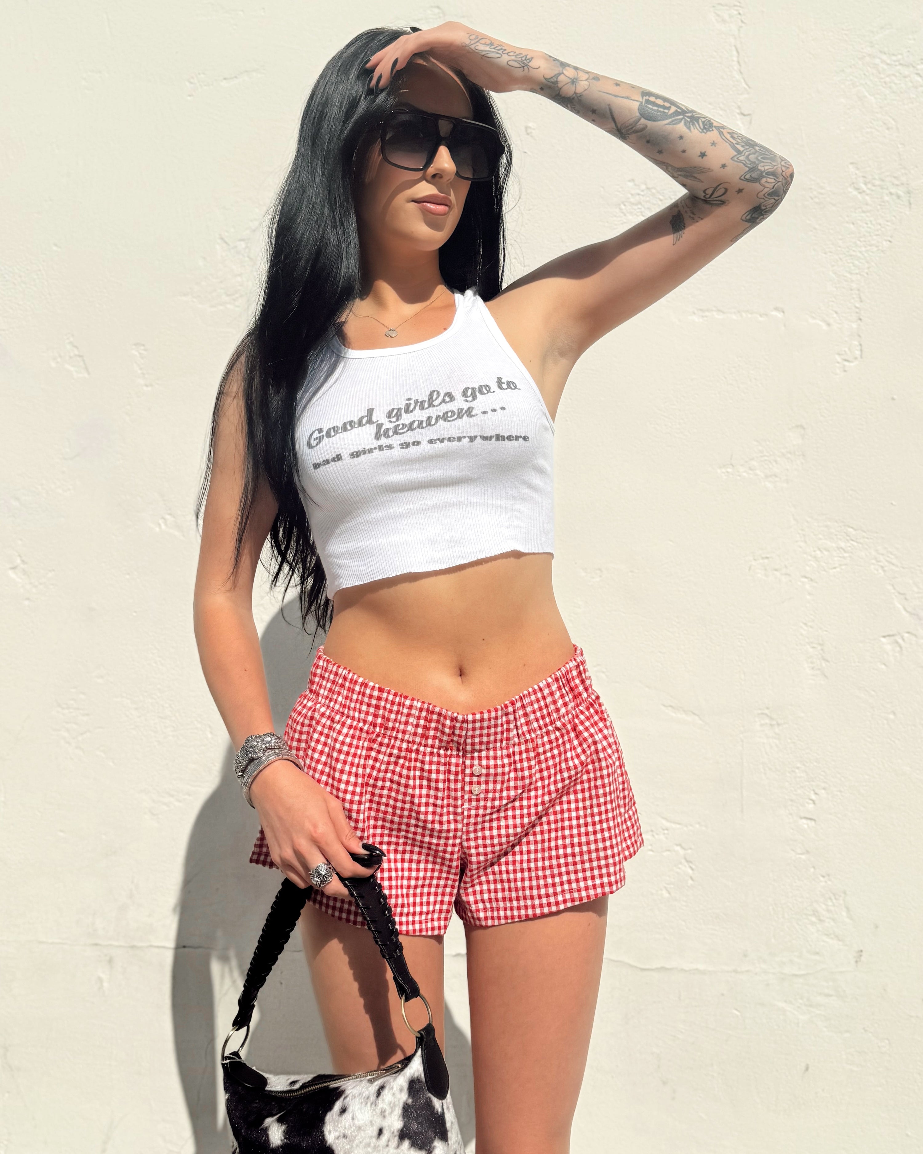 Gingham Boxer Shorts - Red