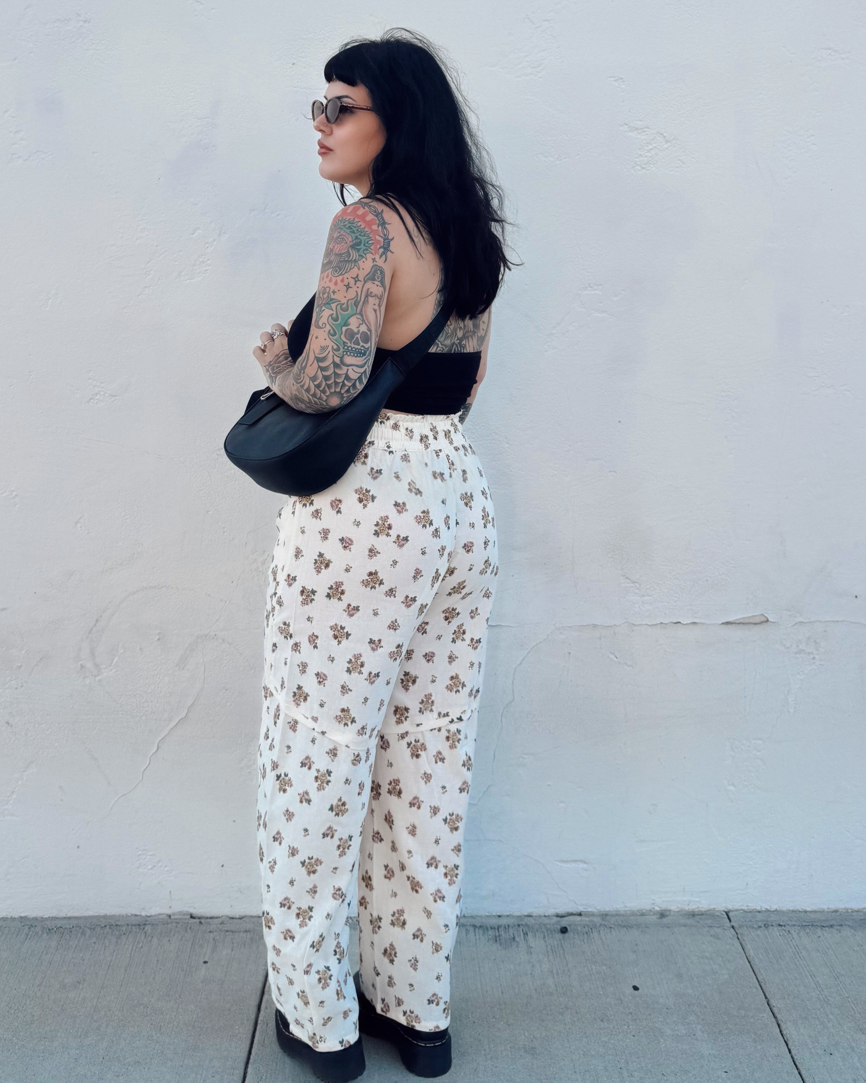 Floral Barrel Leg Pants