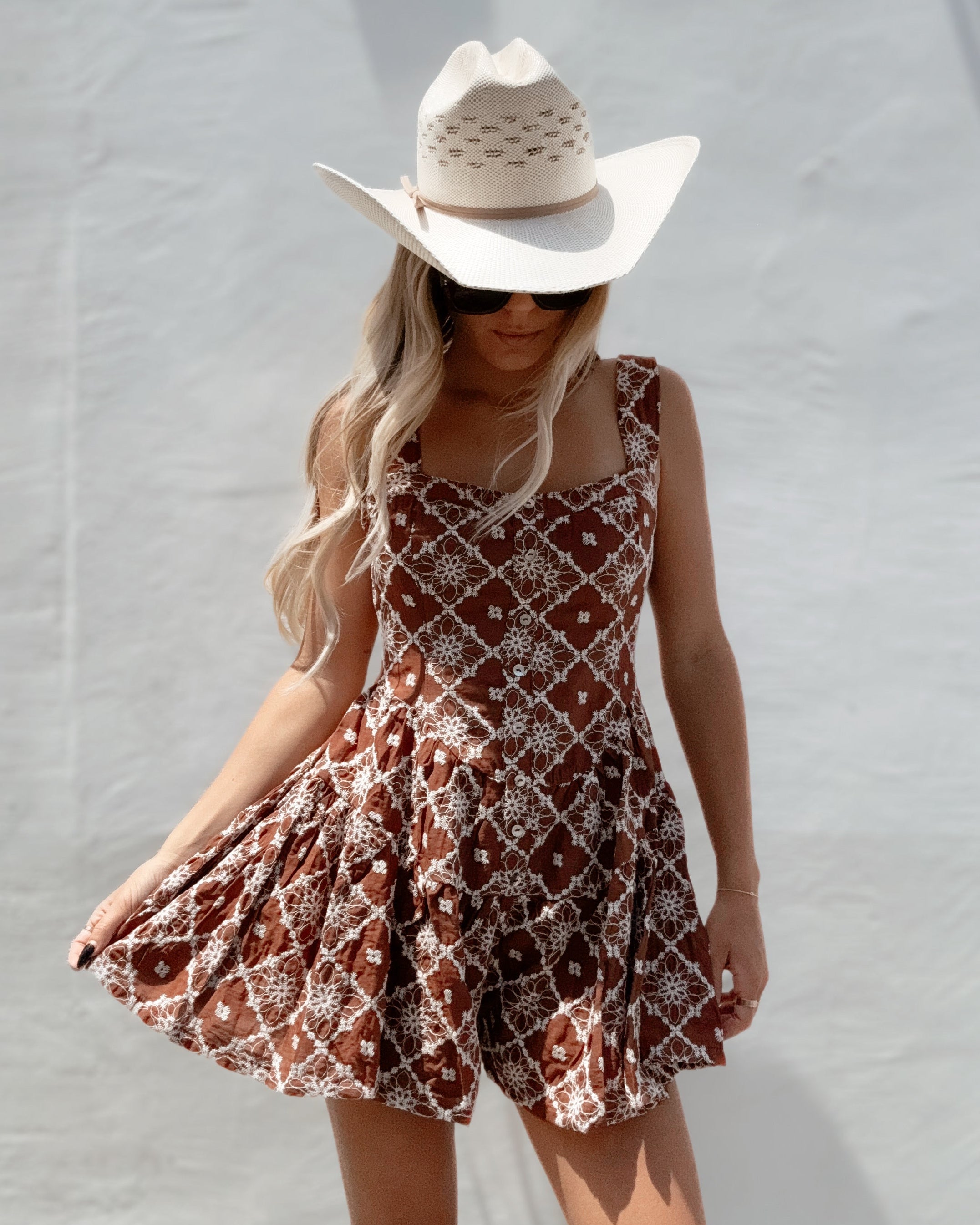 Embroidered Tiered Corset Romper