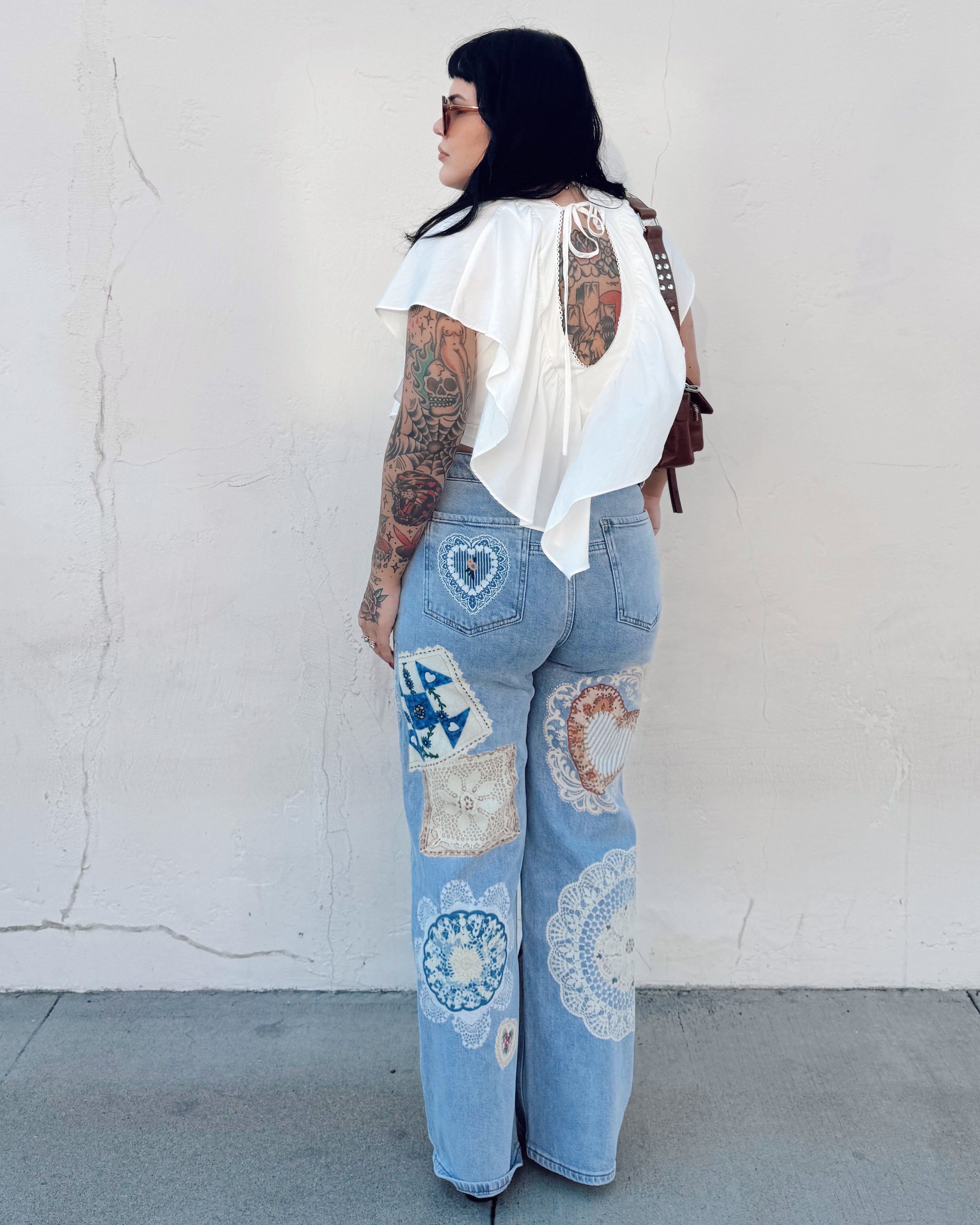 Patchwork Straight Leg Jeans