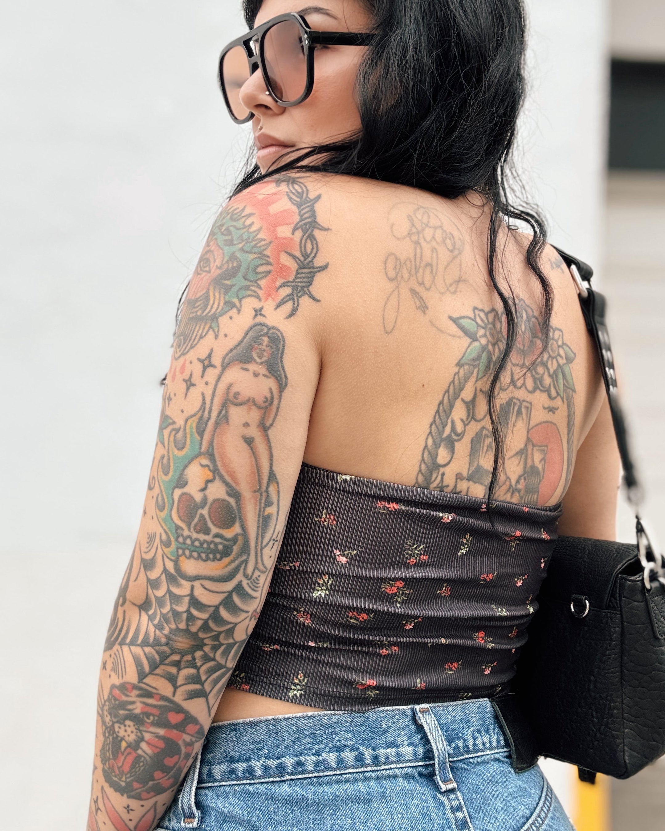 Wildflower Bandeau Top - Black