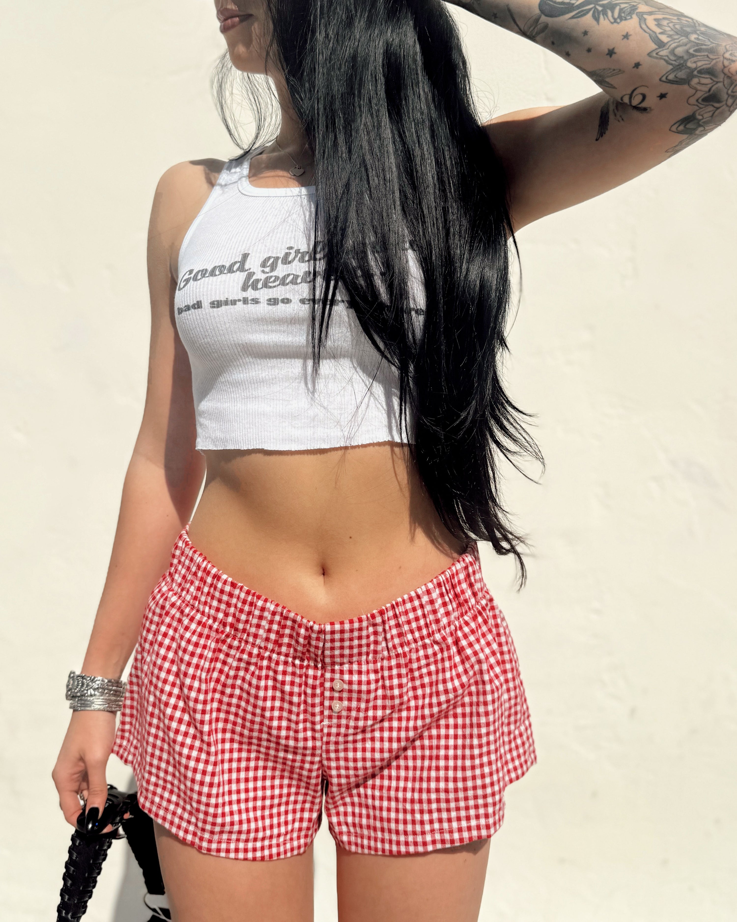 Gingham Boxer Shorts - Red