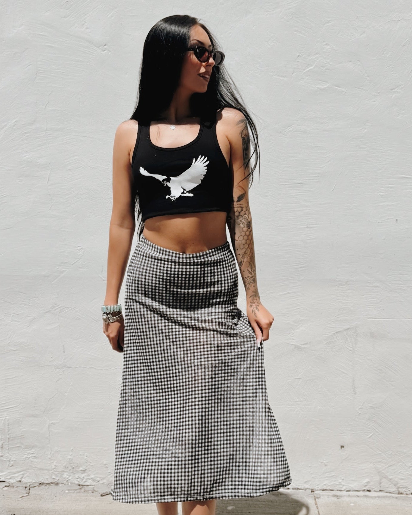 Gingham Midi Skirt
