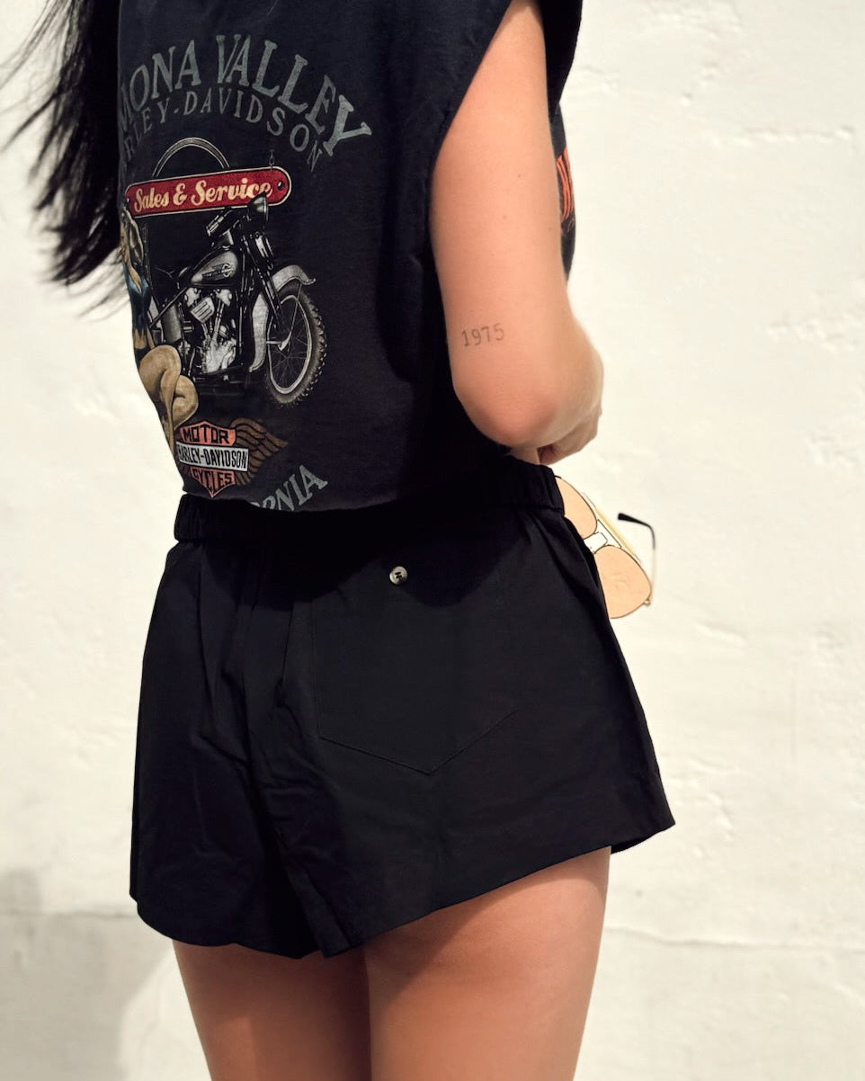 Fold Over Boxer Shorts - Black