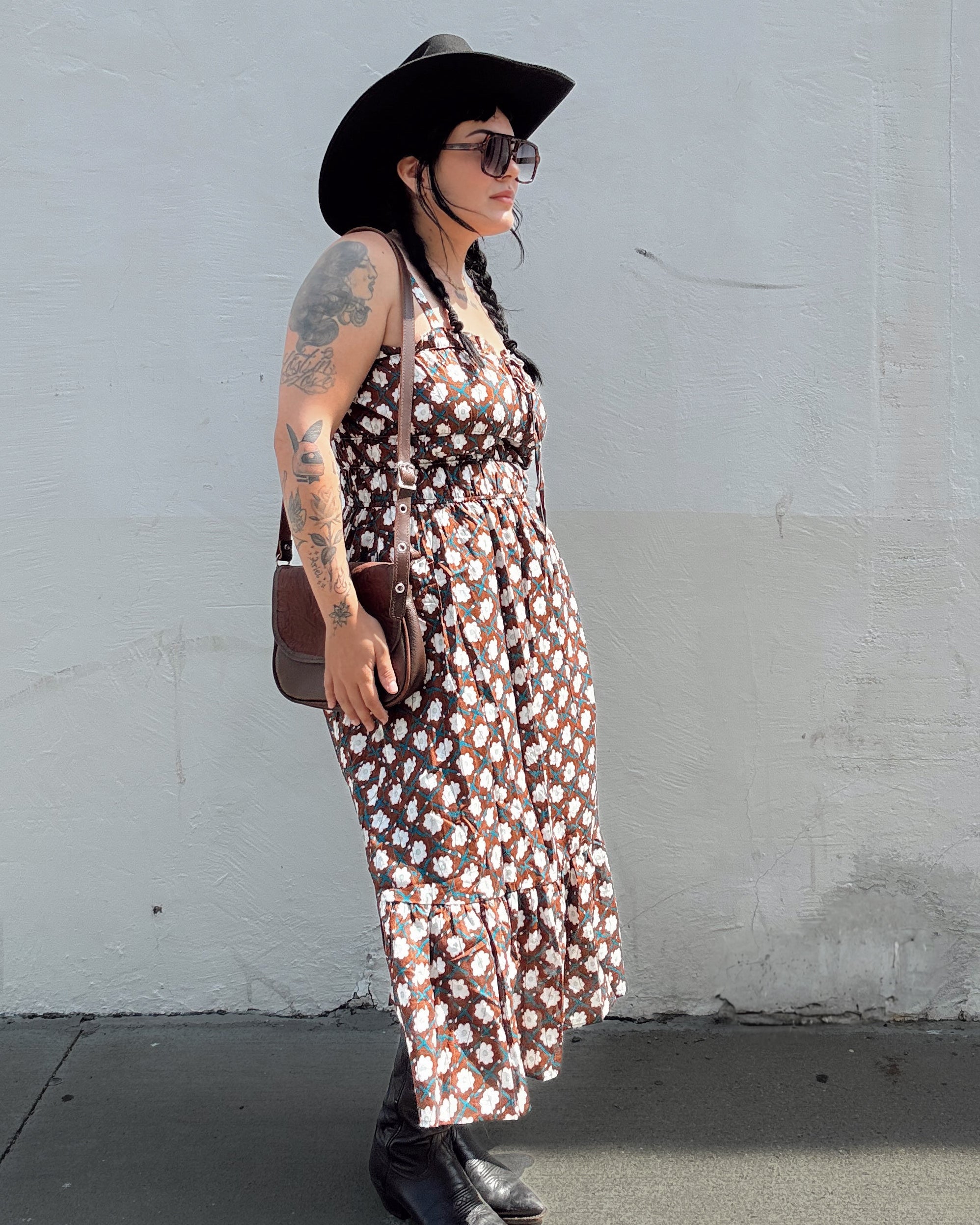 Smocked Floral Midi Dress
