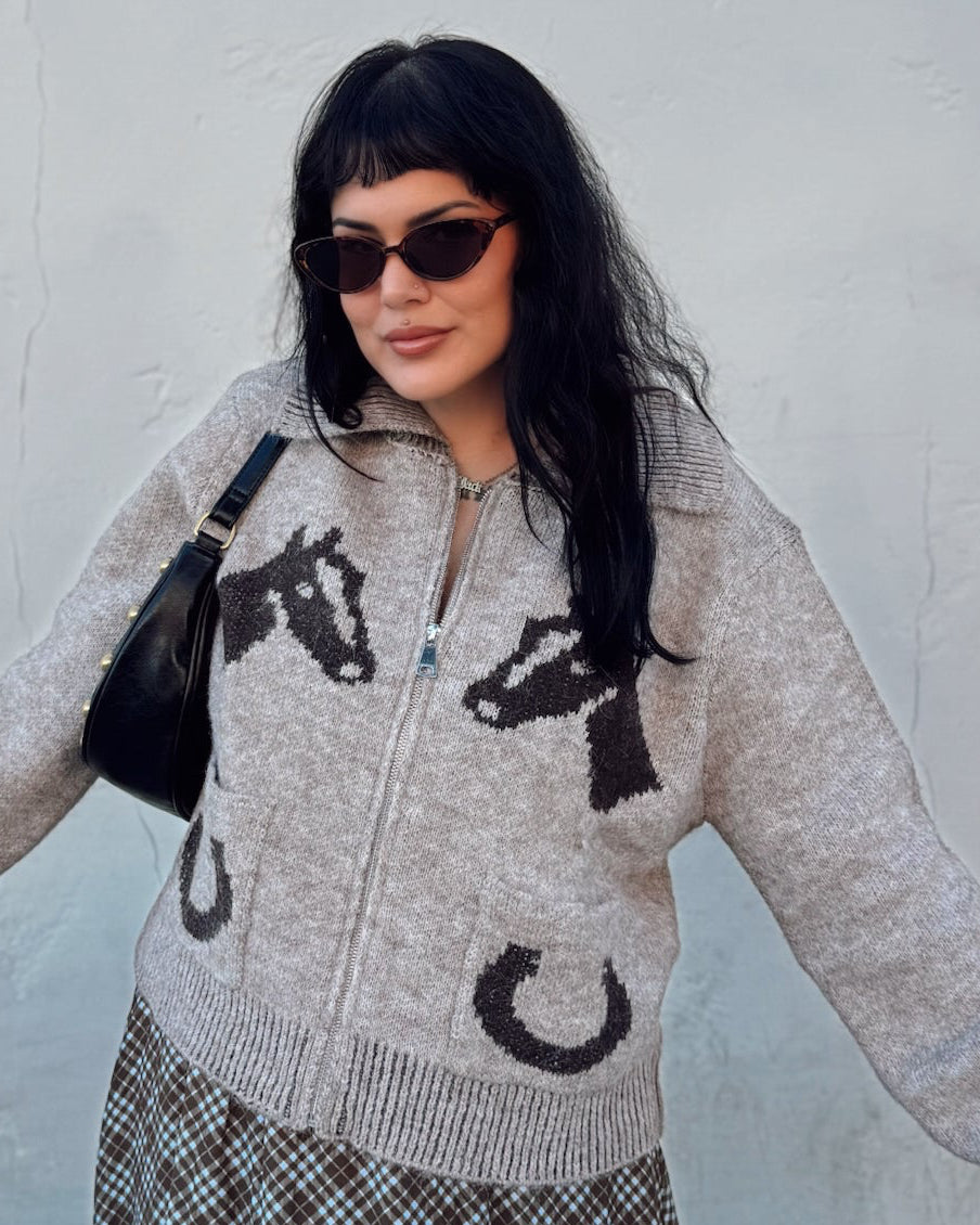 Lucky Horses Zip Cardigan