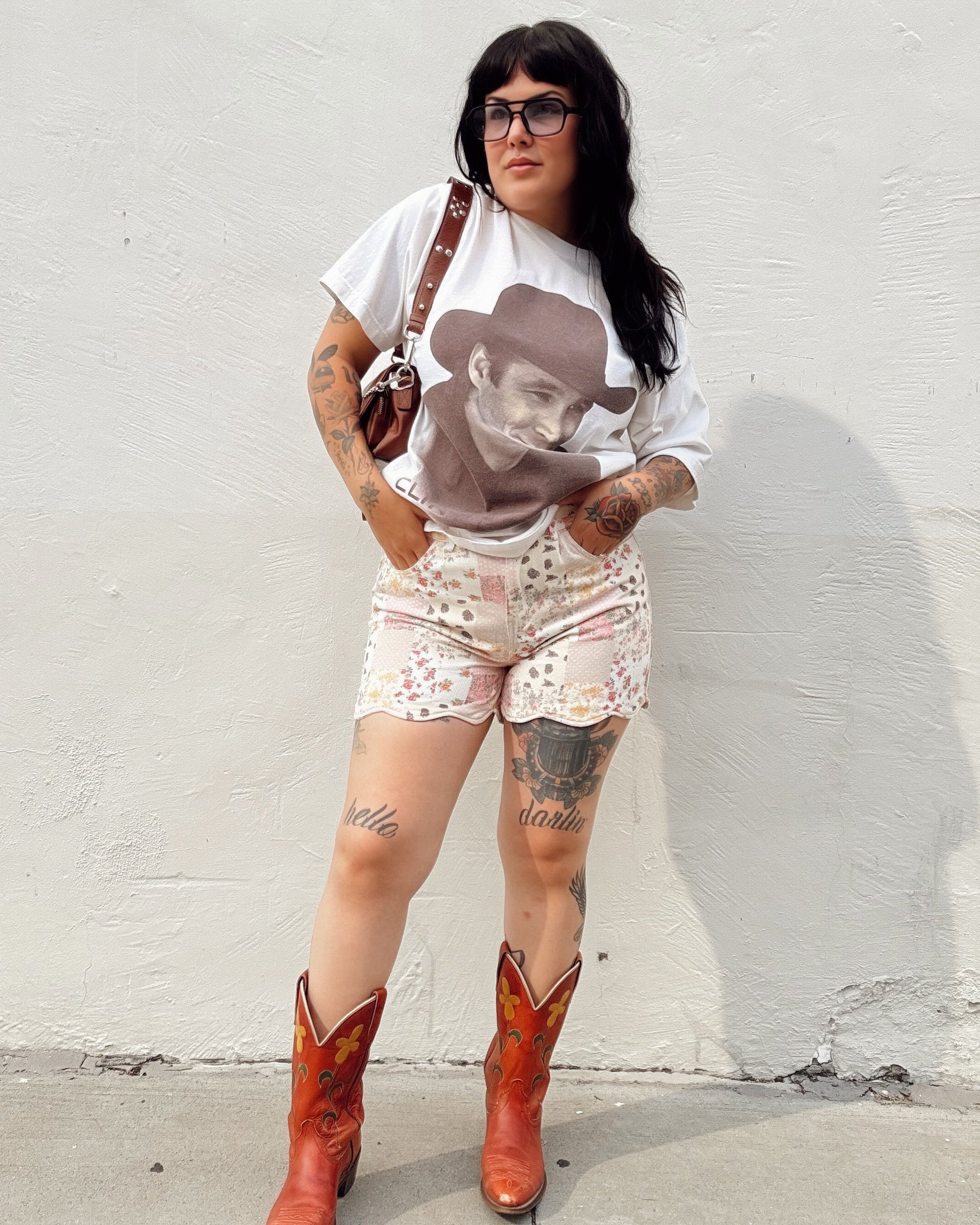 Floral Patchwork Denim Shorts