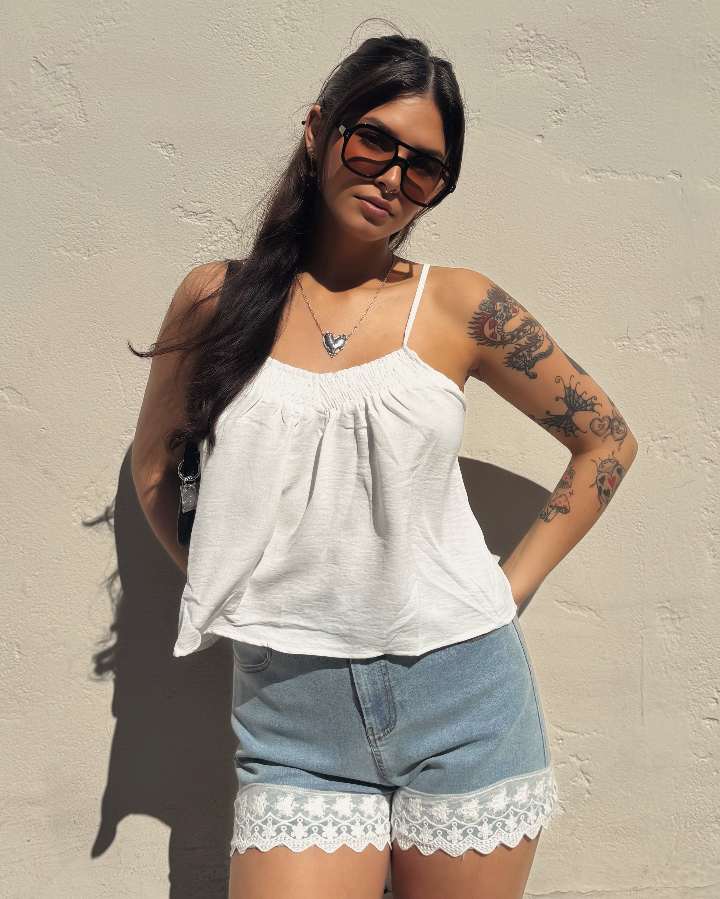 Flowy Cami Tank - White