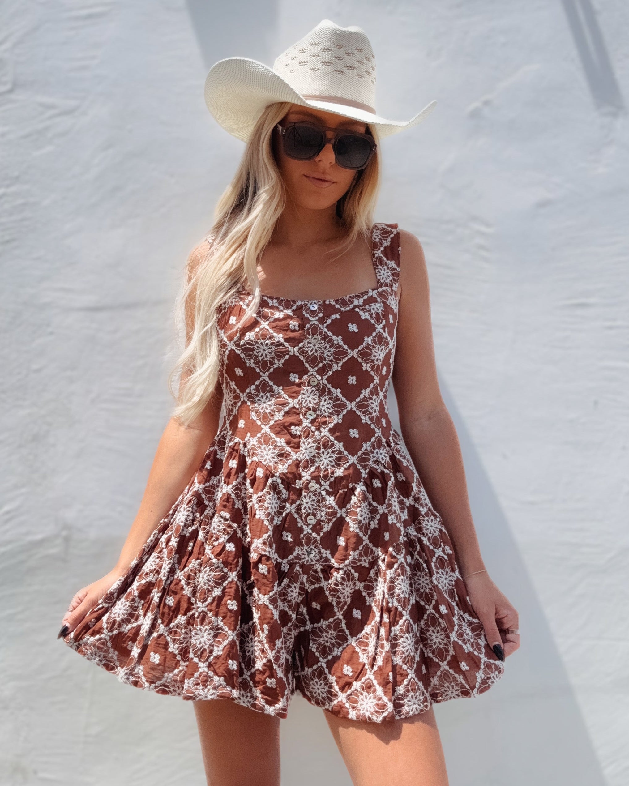 Embroidered Tiered Corset Romper
